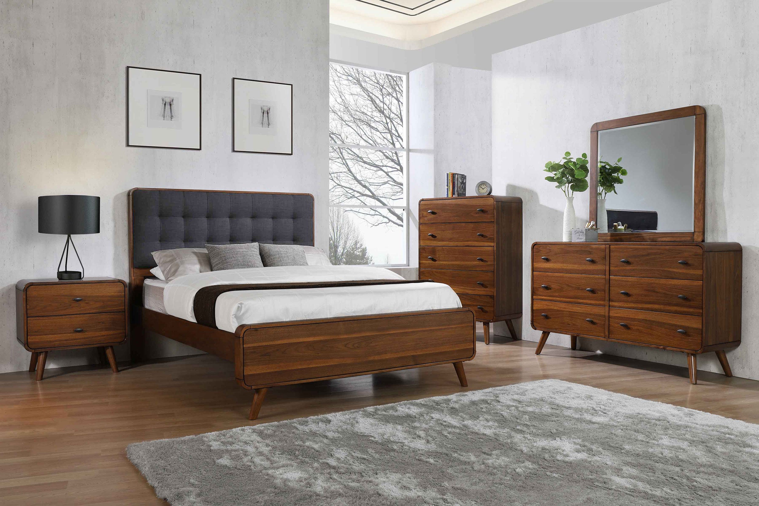 Robyn Wood Full Platform Bed Dark Walnut-