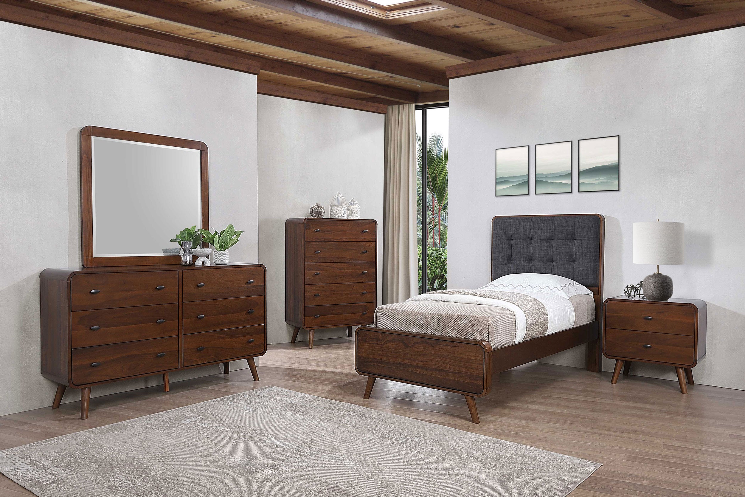 Robyn Wood Twin Platform Bed Dark Walnut-