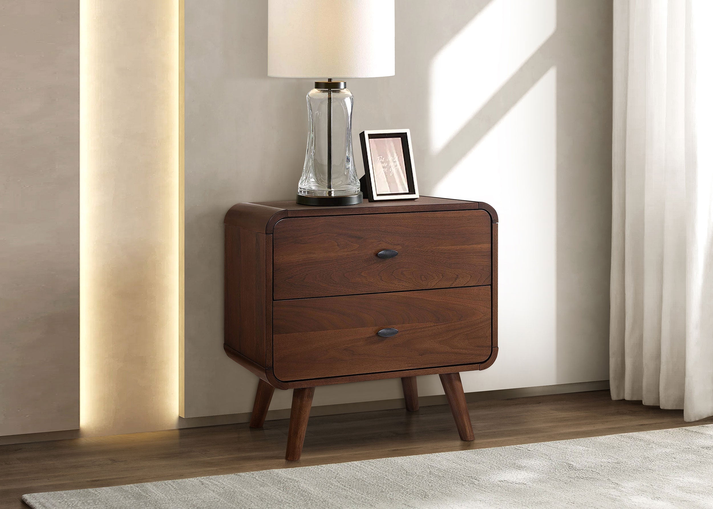 Robyn 2-drawer Nightstand Bedside Table Dark Walnut-CoasterEssence