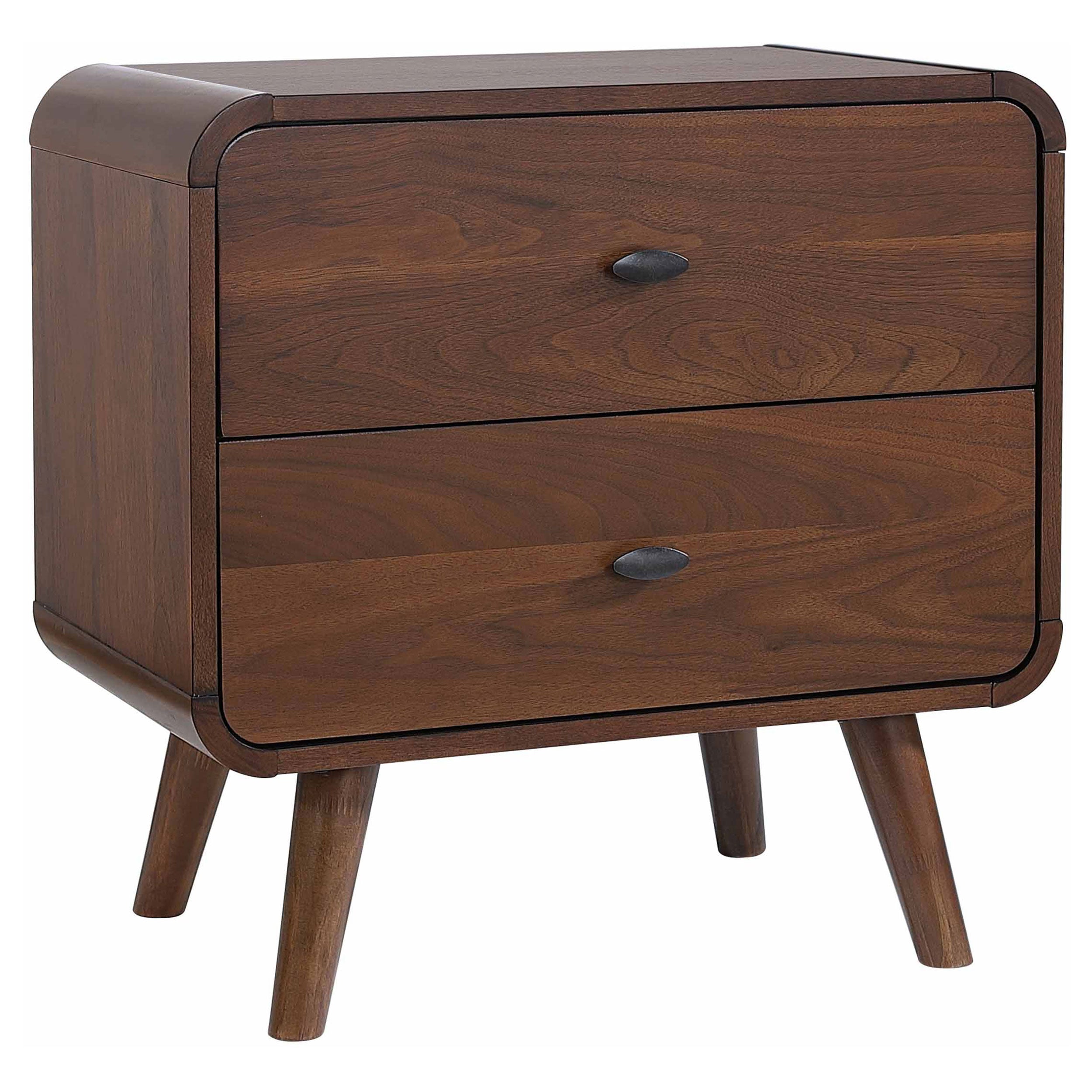 Robyn 2-drawer Nightstand Bedside Table Dark Walnut-CoasterEssence