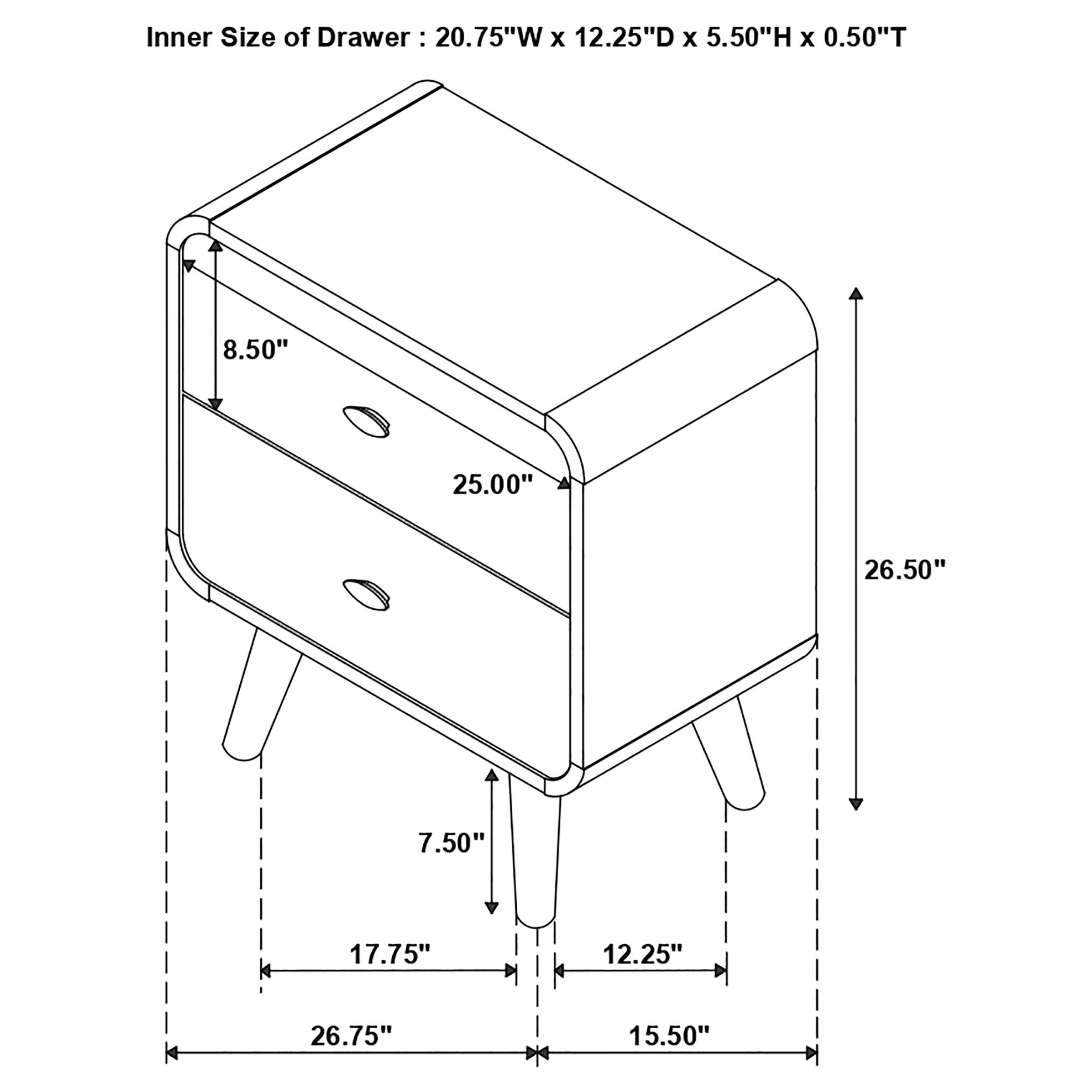 Robyn 2-drawer Nightstand Bedside Table Dark Walnut-CoasterEssence