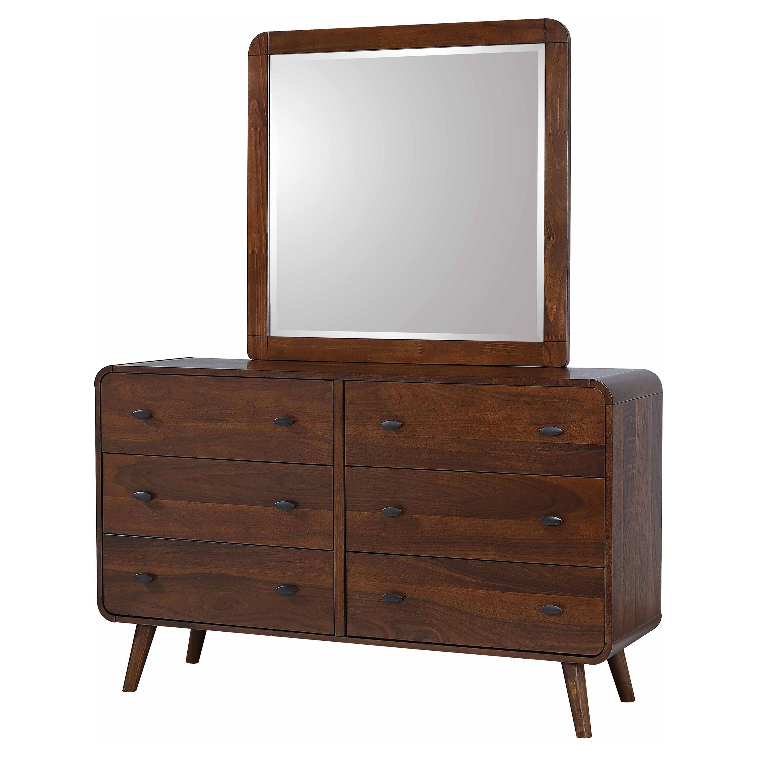 Robyn 6-drawer Dresser with Mirror Dark Walnut-CoasterEssence