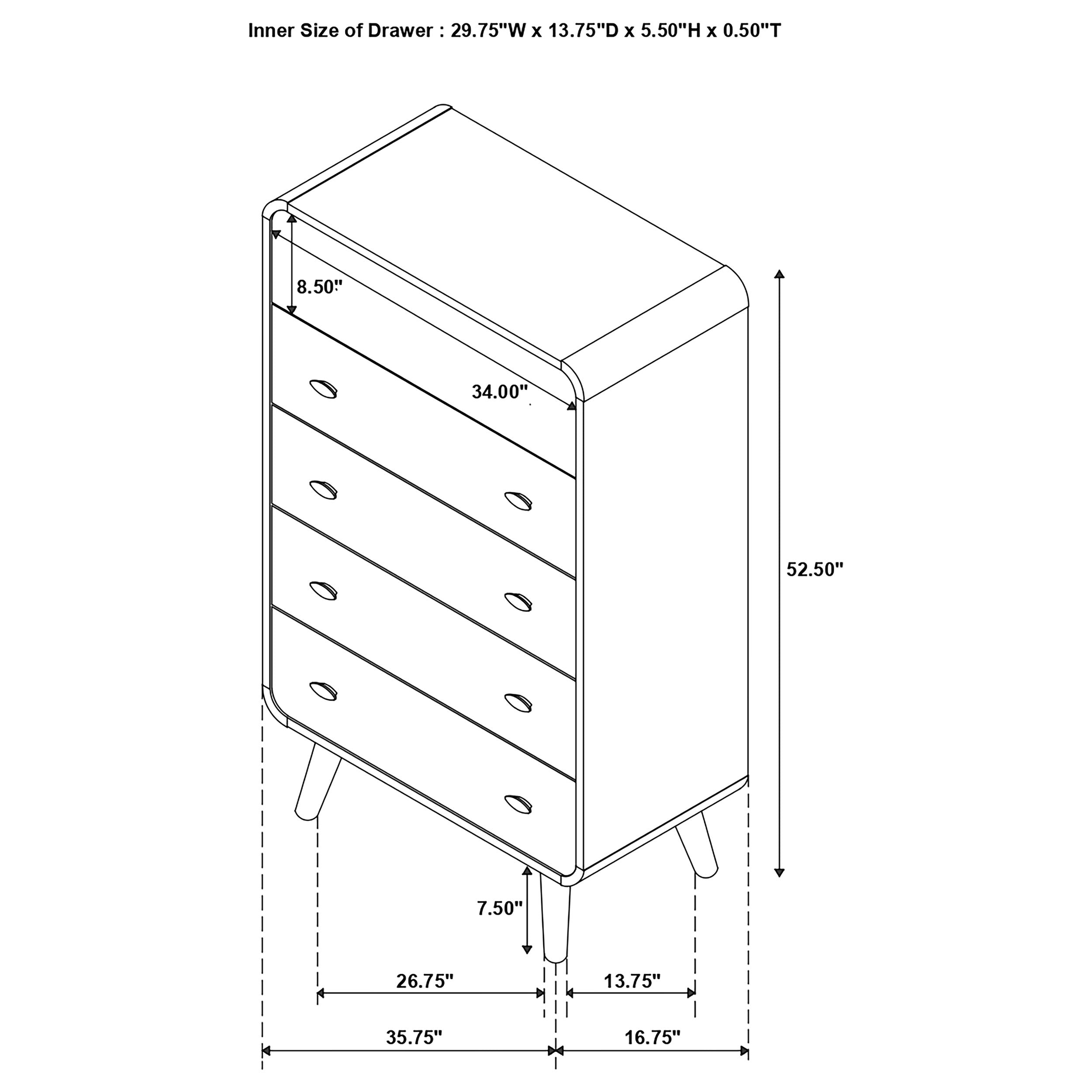 Robyn 5-drawer Bedroom Chest of Drawers Dark Walnut-CoasterEssence