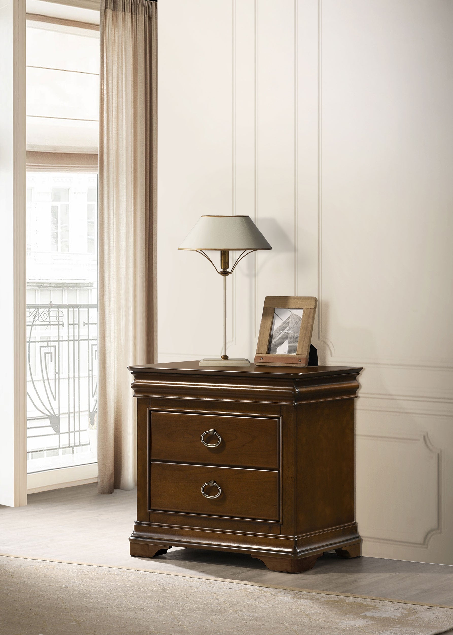 Garland 2-drawer Nightstand Bedside Table Brown Cherry-