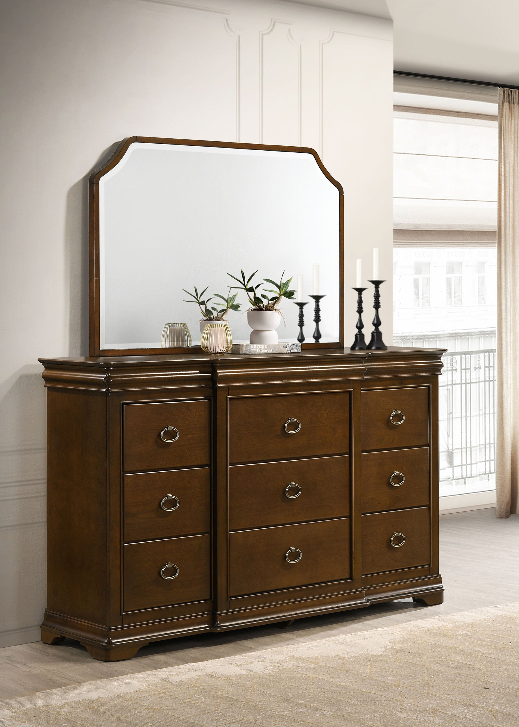 Garland 9-drawer Bedroom Dresser with Mirror Brown Cherry-