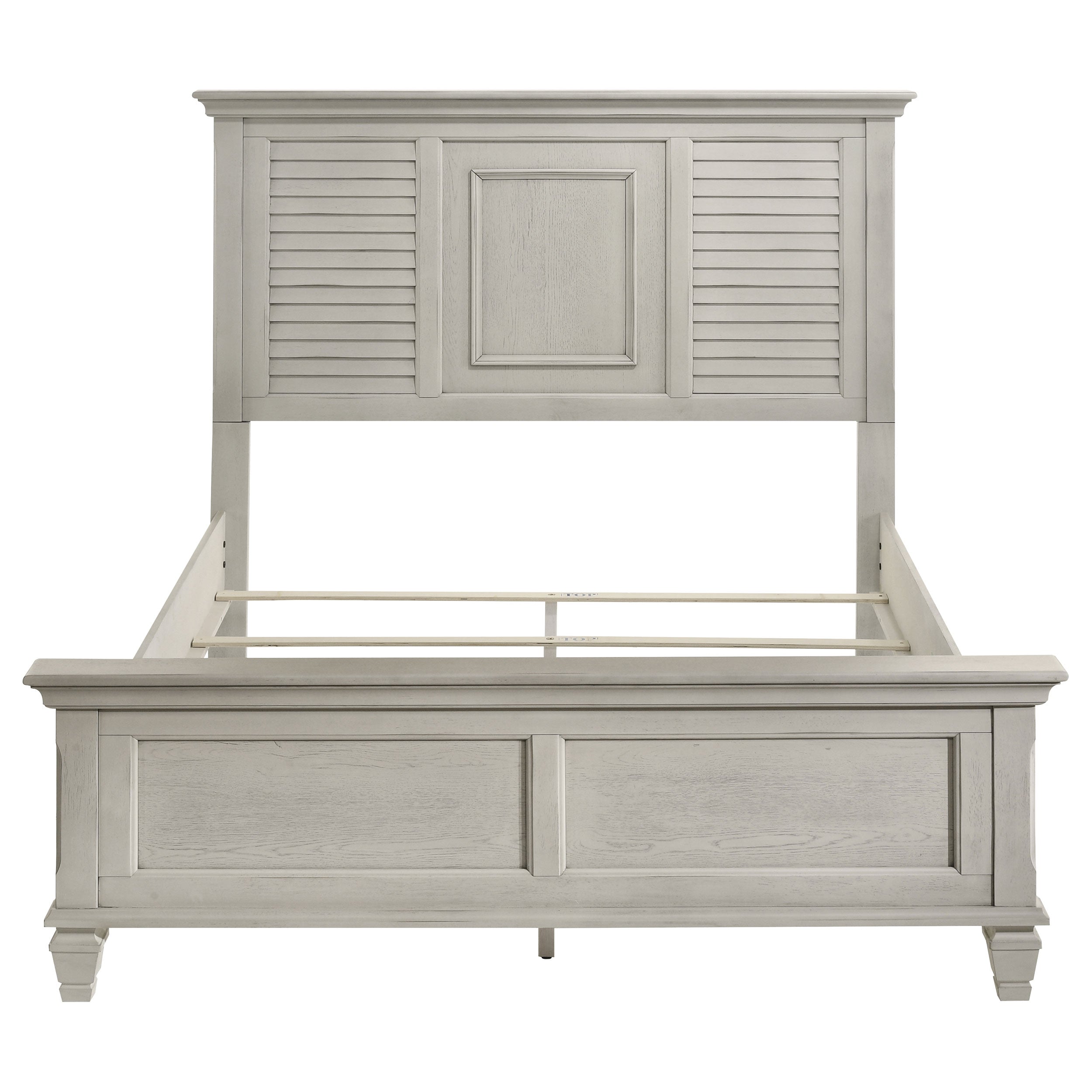 Franco Wood Queen Panel Bed Distressed White-CoasterEssence