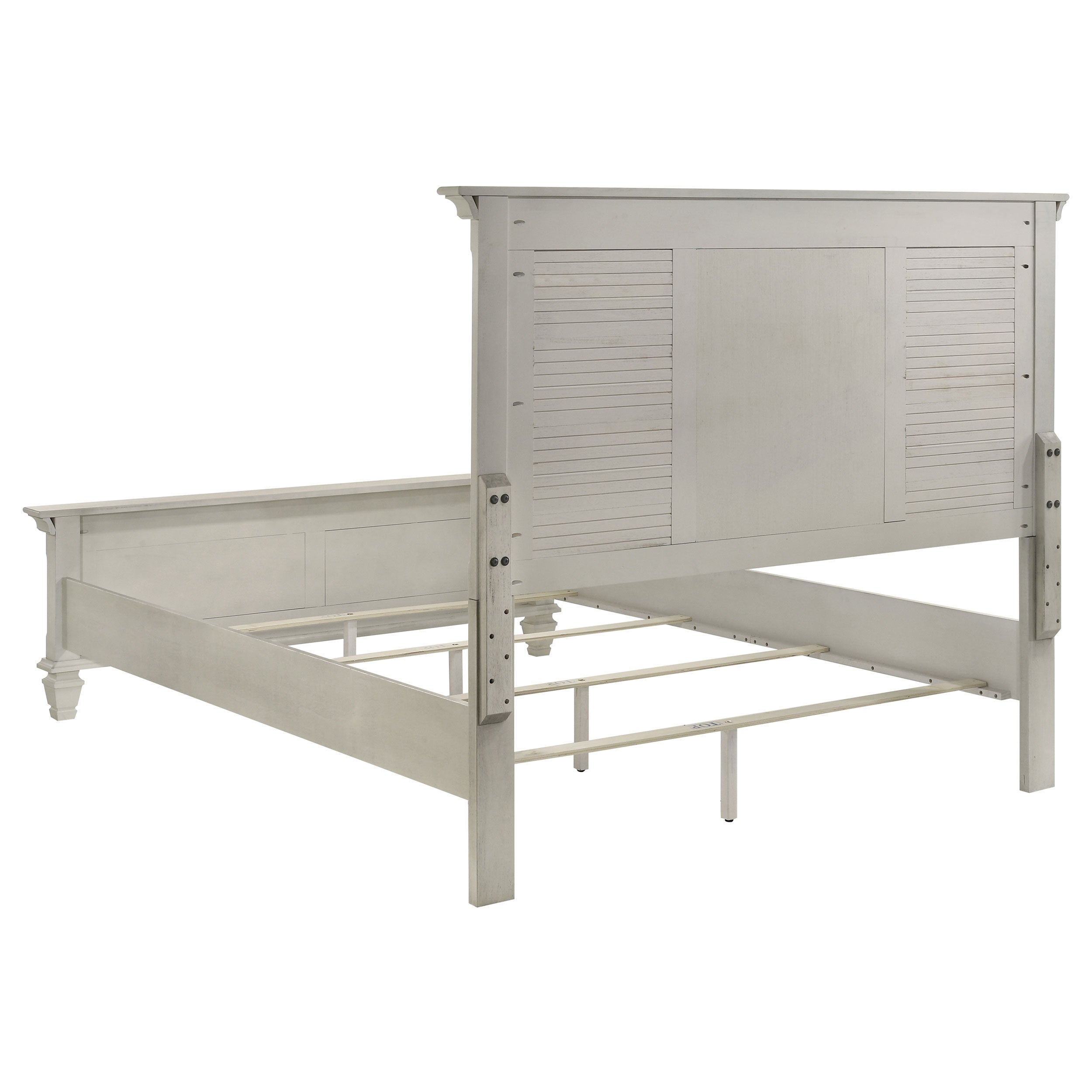 Franco Wood Queen Panel Bed Distressed White-CoasterEssence