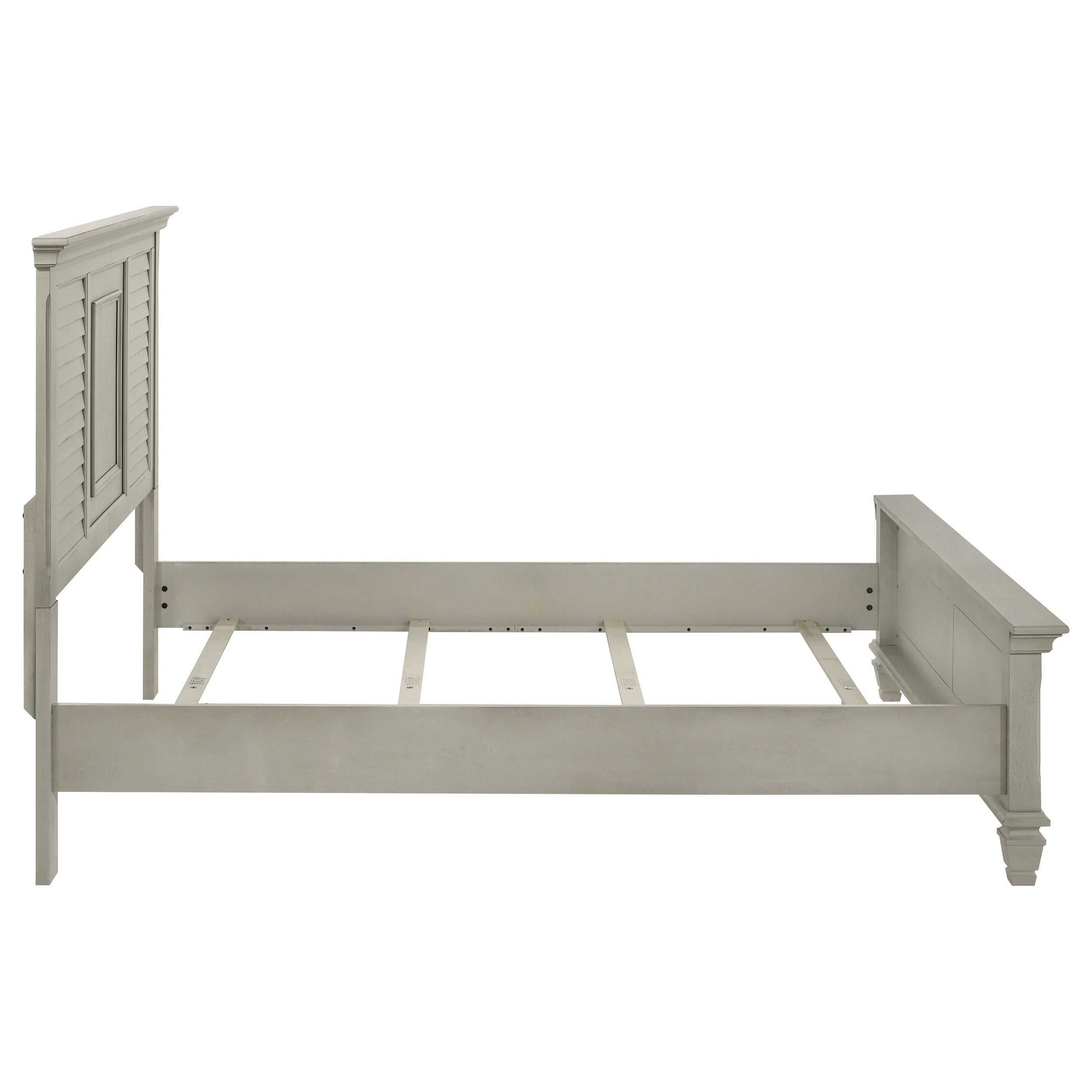 Franco Wood Queen Panel Bed Distressed White-CoasterEssence