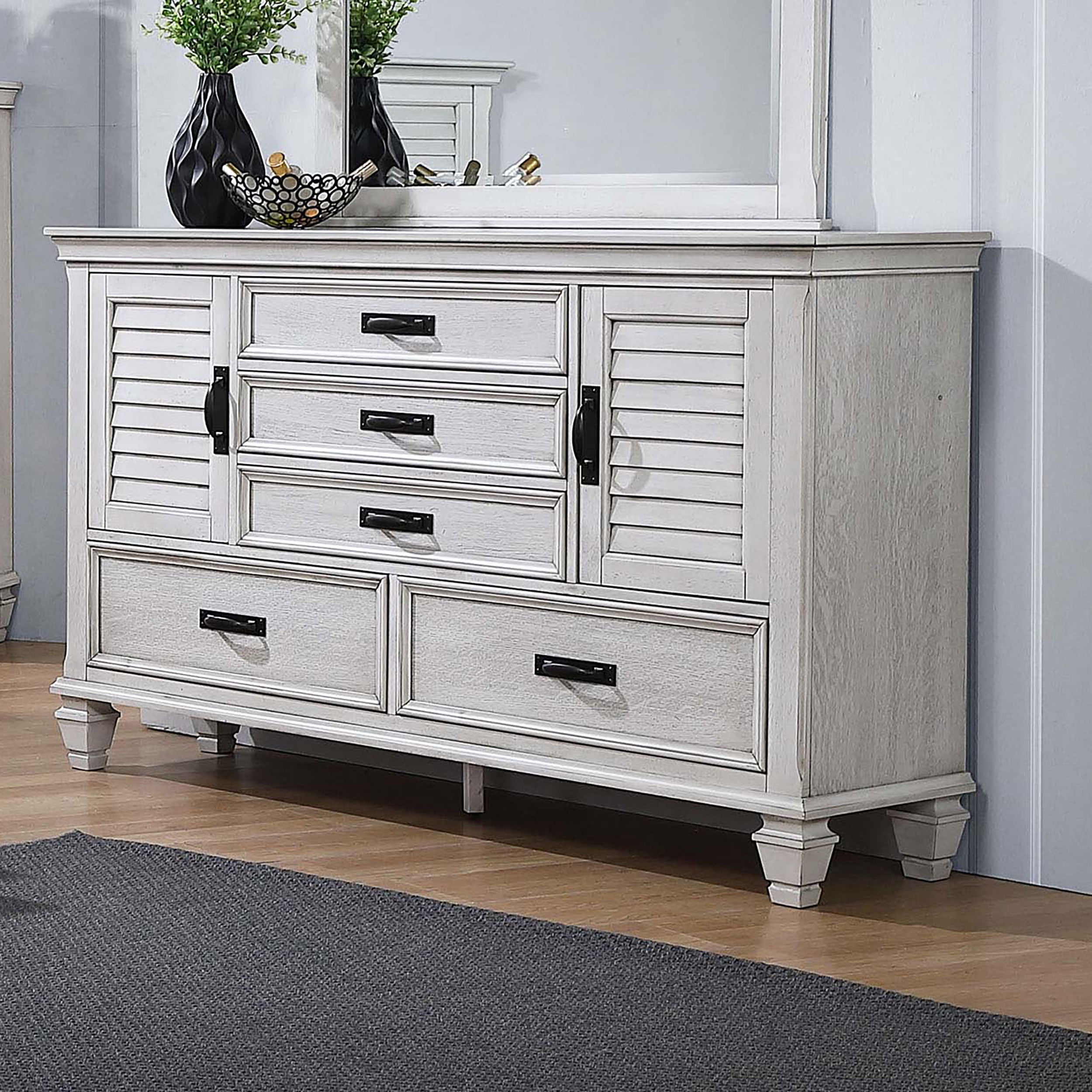 Franco 5-drawer Dresser Distressed White-CoasterEssence