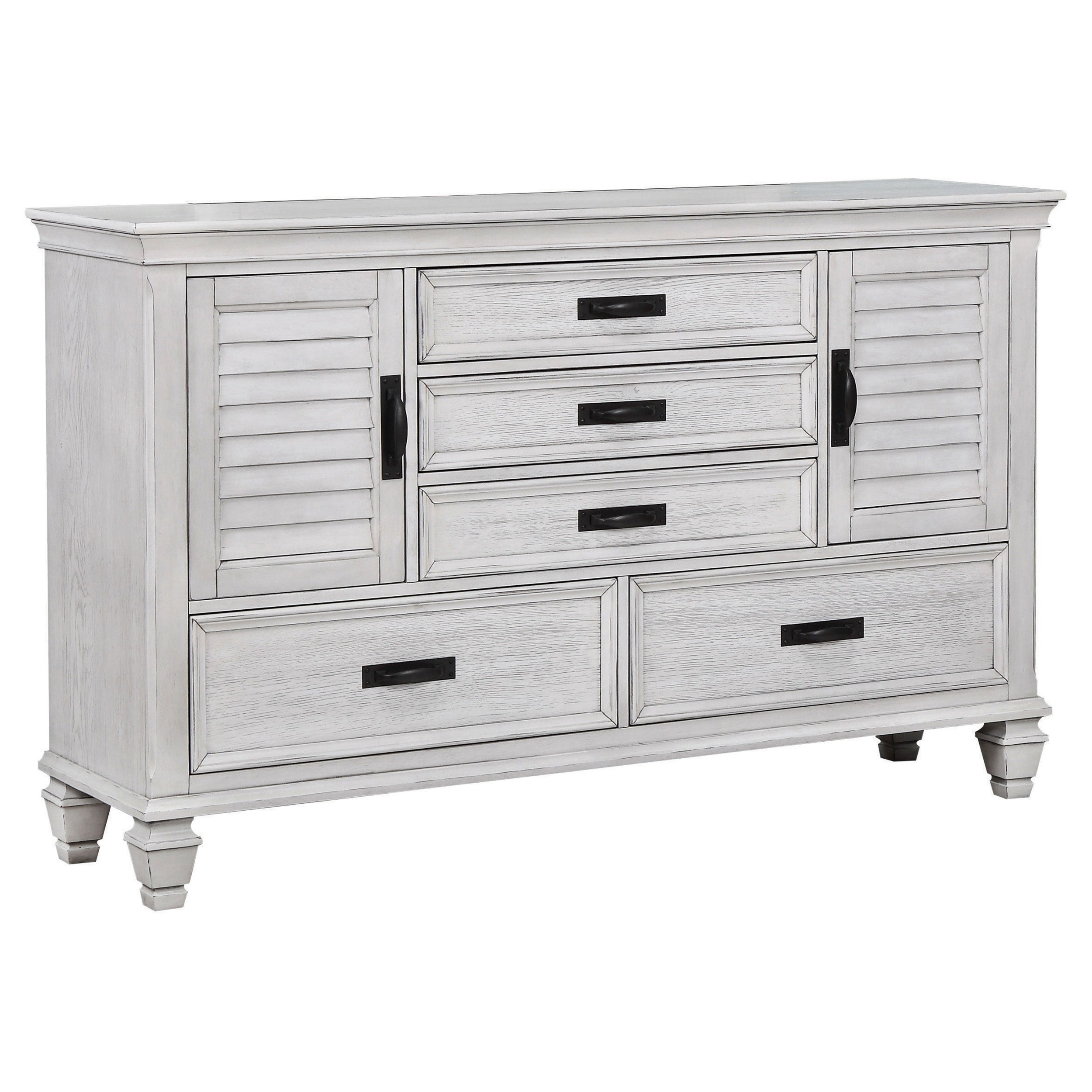 Franco 5-drawer Dresser Distressed White-CoasterEssence