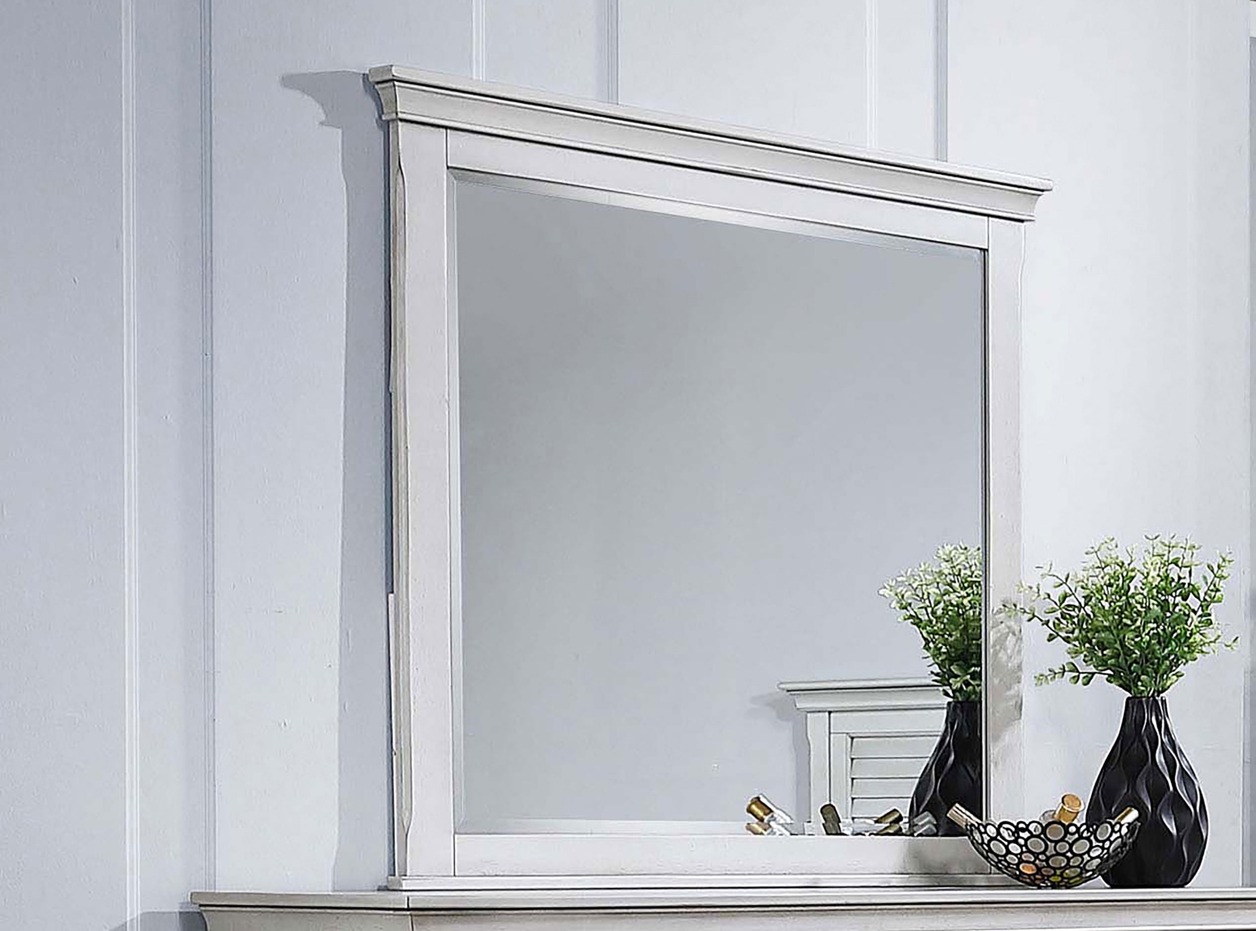 Franco Dresser Mirror Distressed White-CoasterEssence