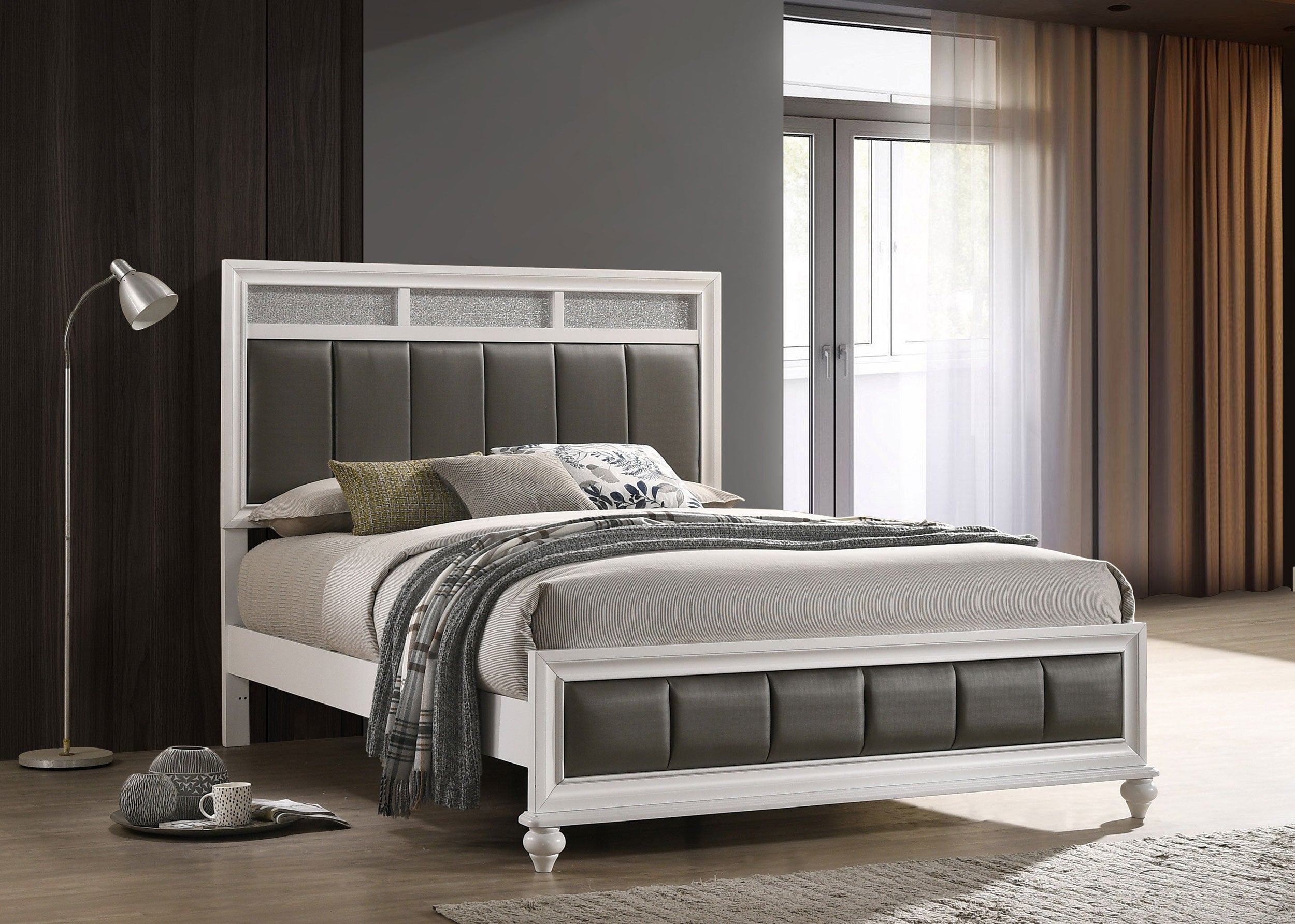Barzini Wood Queen Panel Bed White-CoasterEveryday