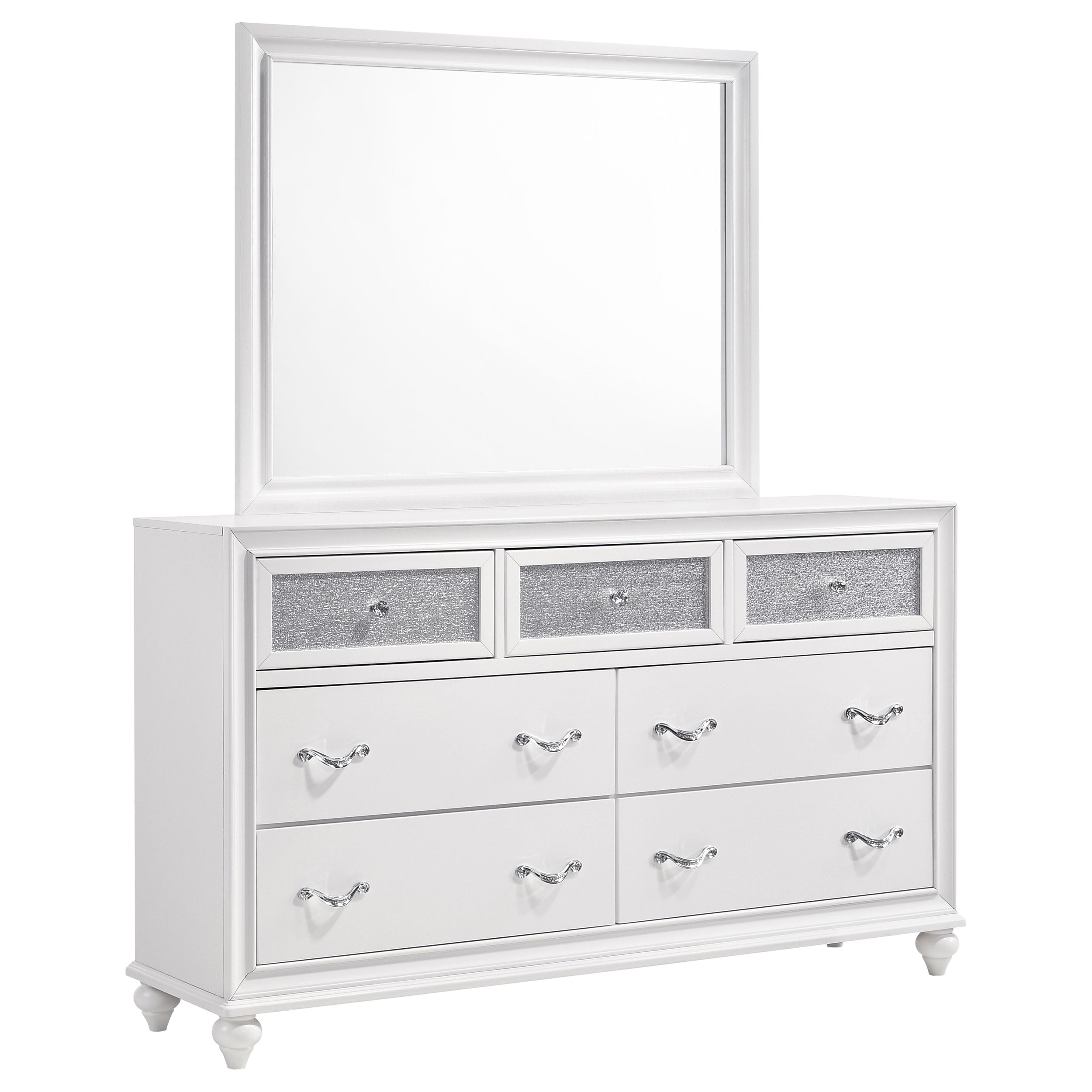 Barzini 7-drawer Dresser with Mirror White-CoasterEveryday