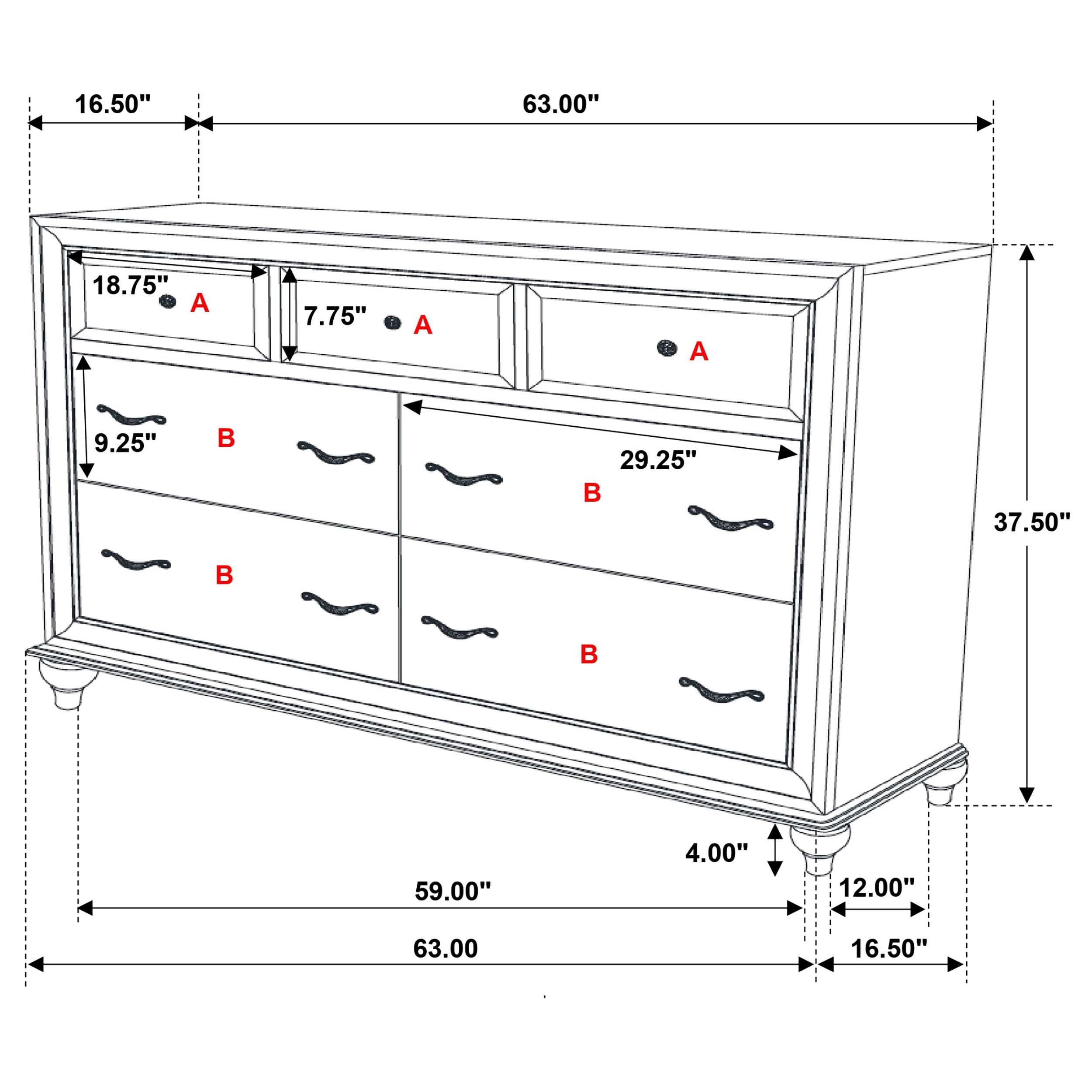 Barzini 7-drawer Dresser White-CoasterEveryday