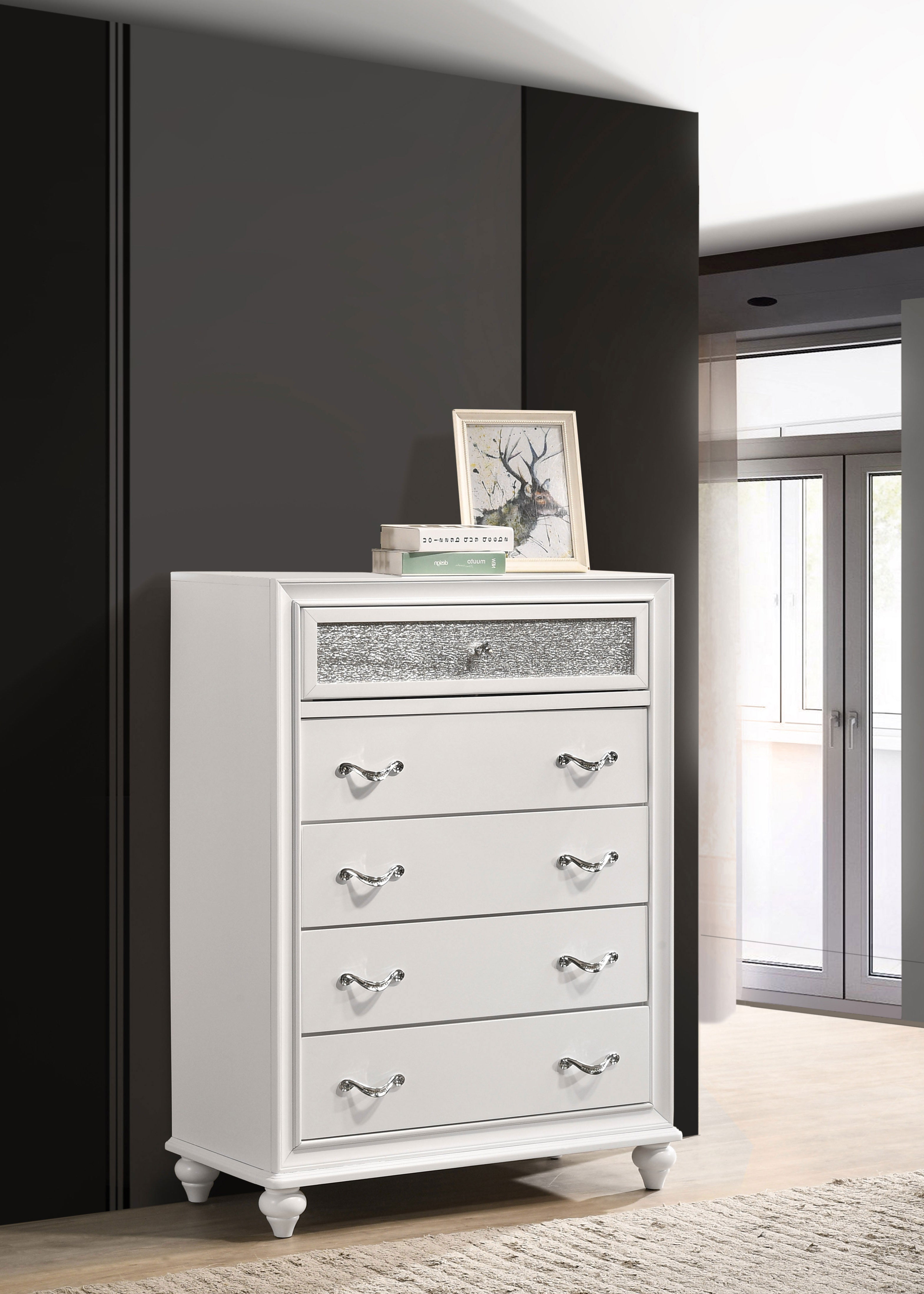 Barzini 5-drawer Bedroom Chest White-CoasterEveryday
