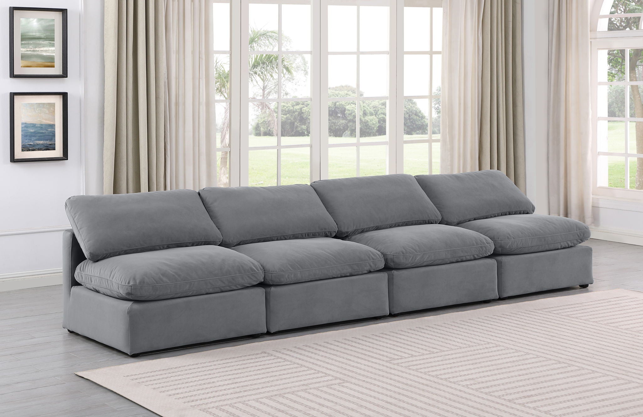 Indulge - Velvet 4 Seat Modular Armless Sofa