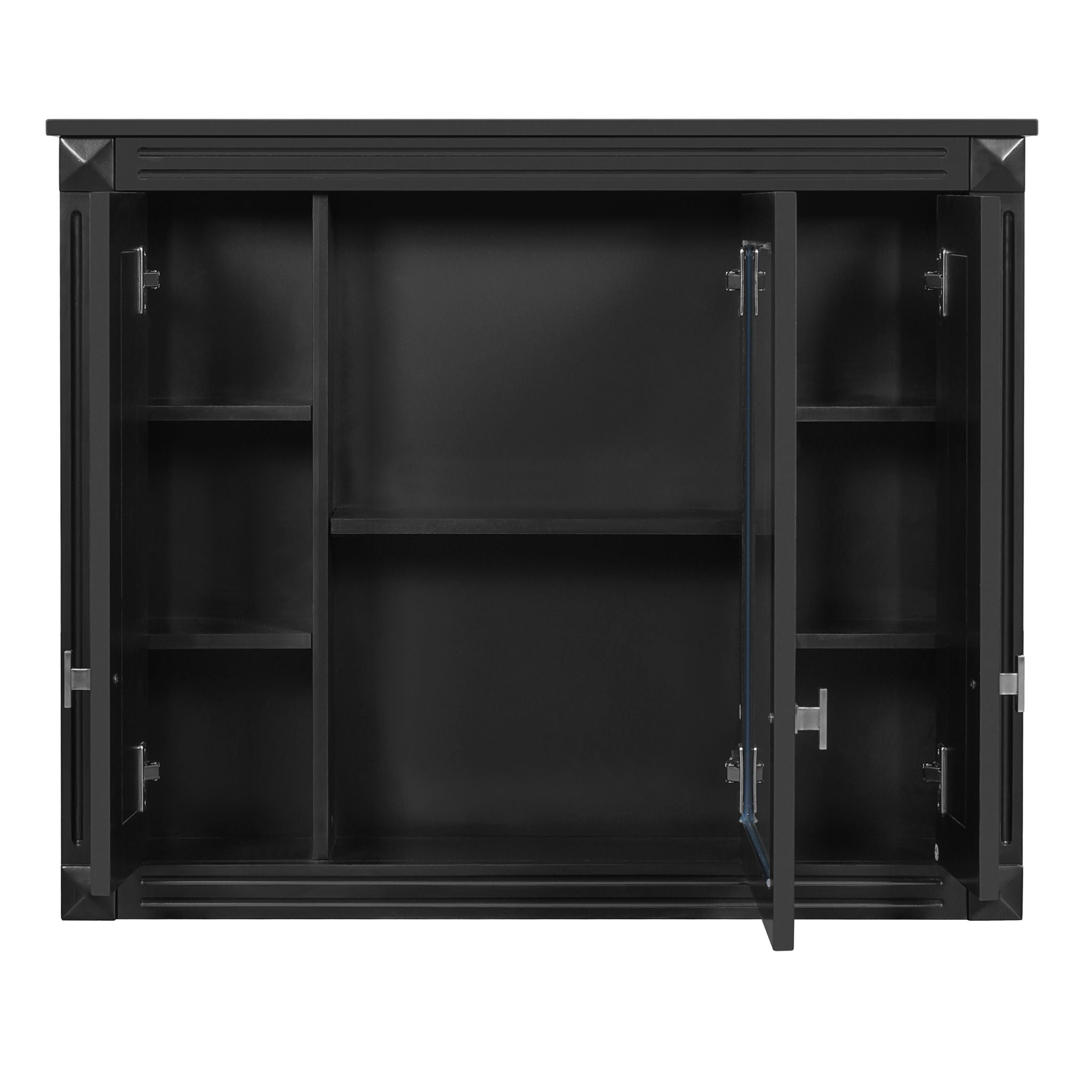 Wall Mounted Bathroom Storage Cabinet With Mirror, 6 Open Shelves