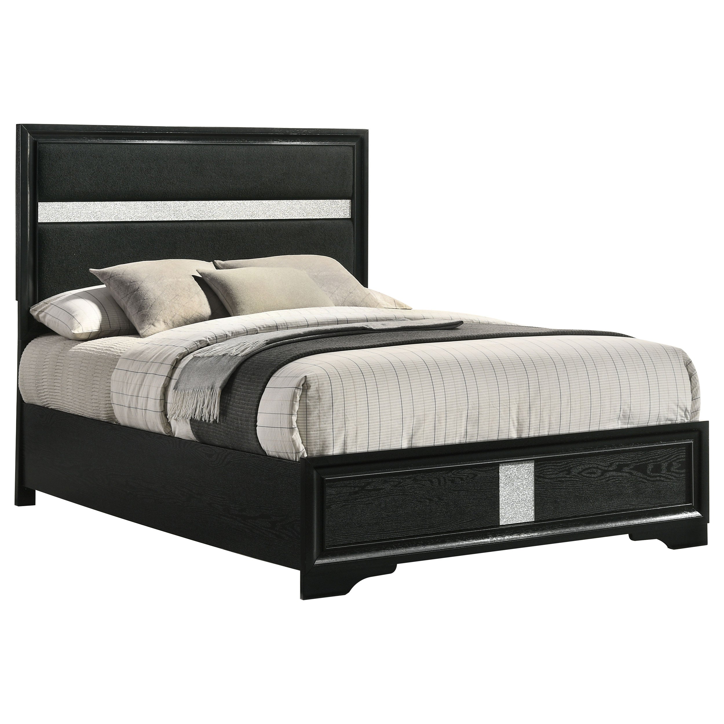 Miranda 54-inch Upholstered Full Panel Bed Black-