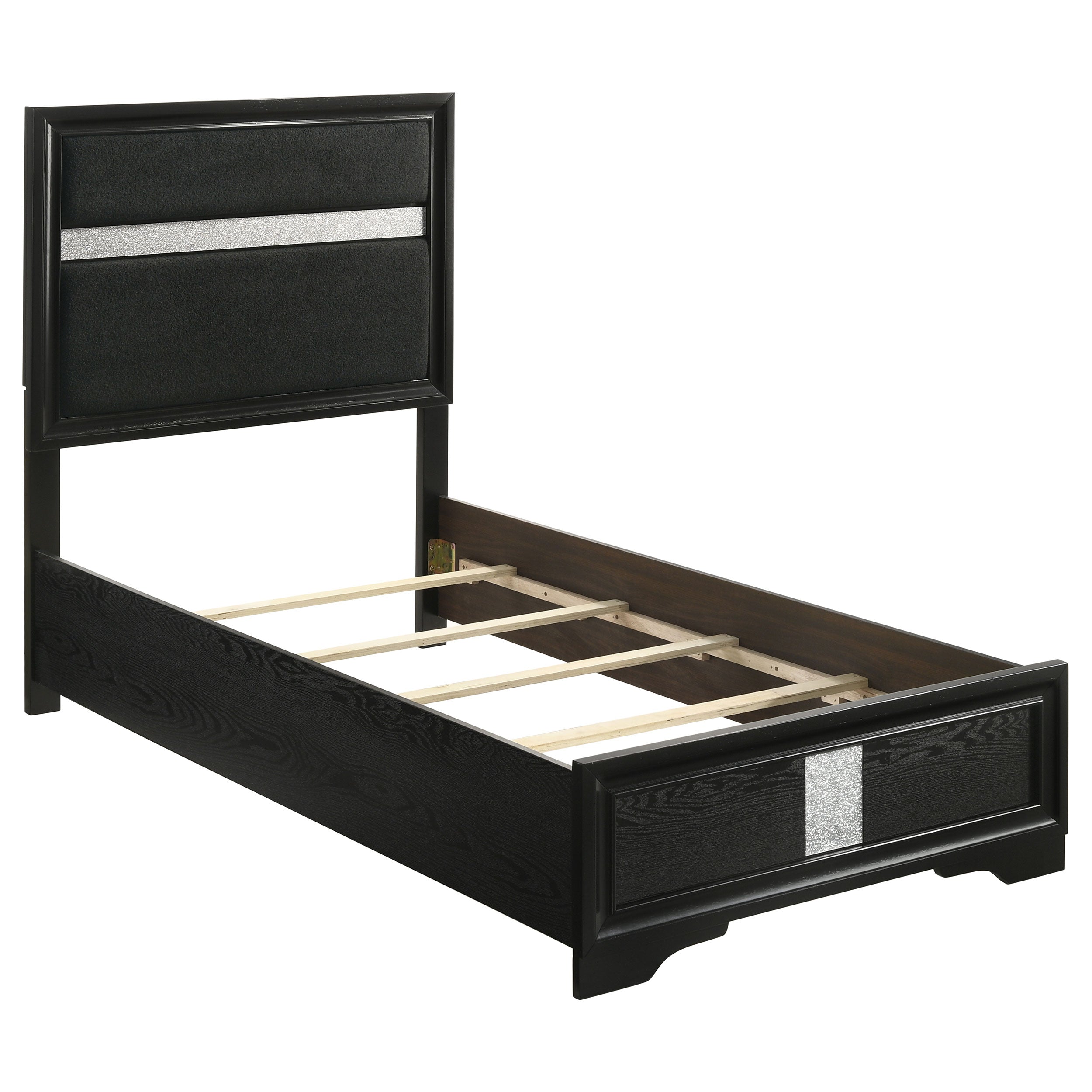 Miranda 54-inch Upholstered Twin Panel Bed Black-