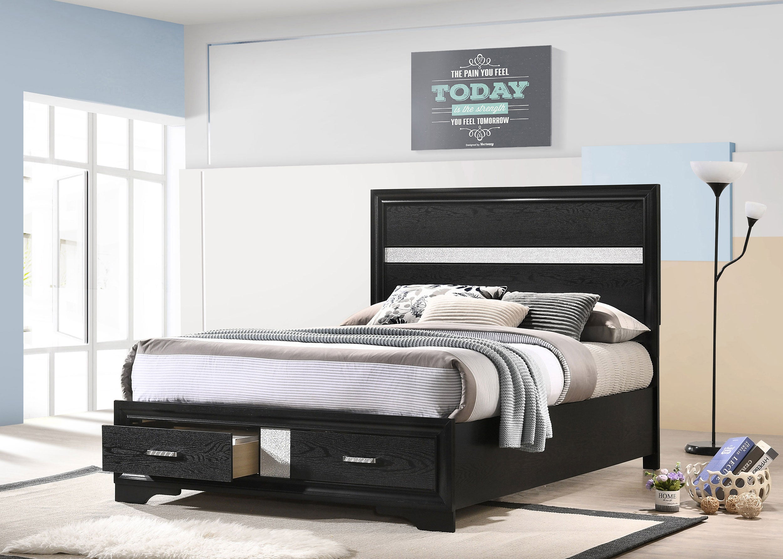 Miranda 51-inch Wood Full Storage Panel Bed Black-CoasterEveryday