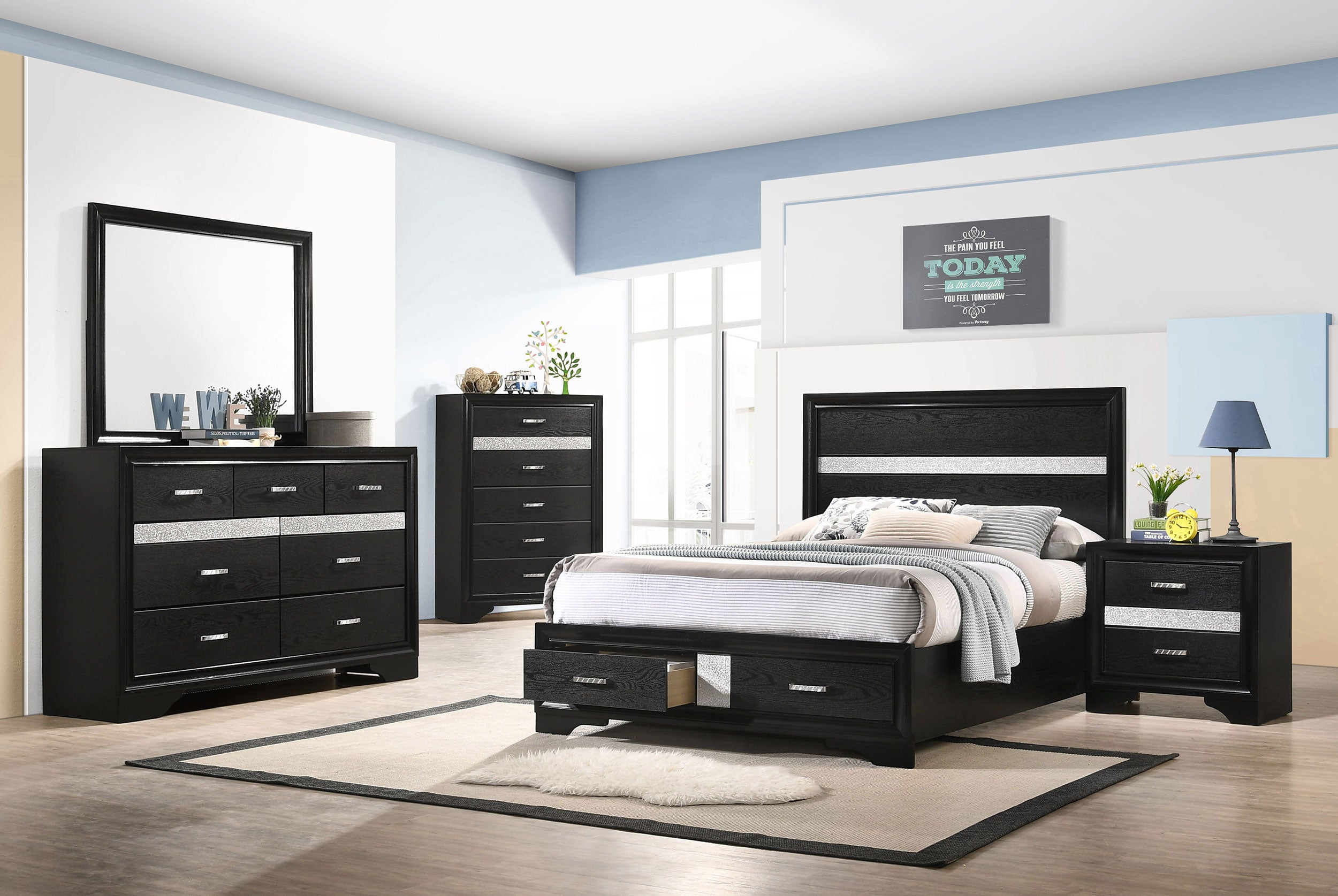 Miranda 51-inch Wood Full Storage Panel Bed Black-CoasterEveryday