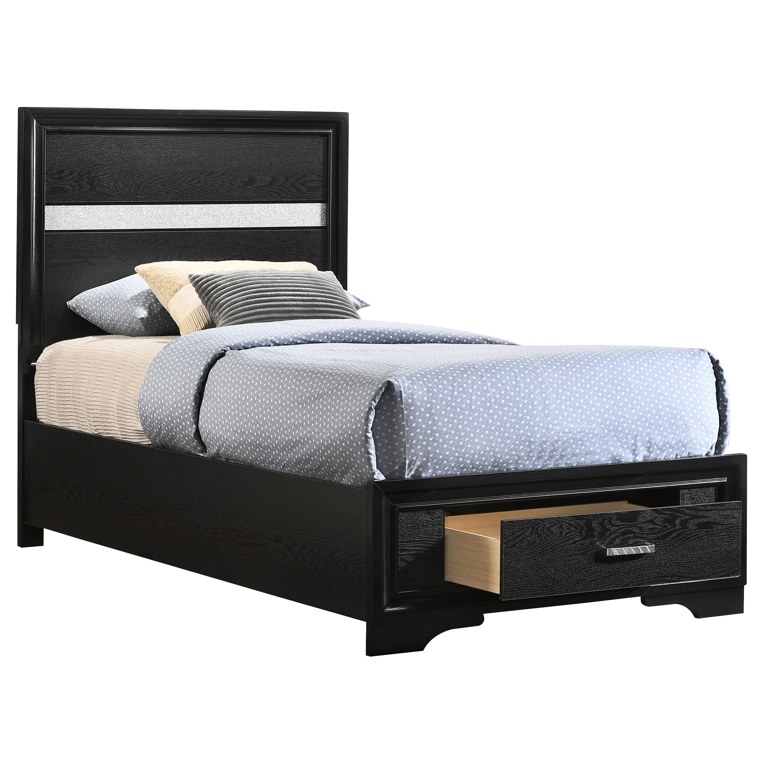 Miranda 51-inch Wood Twin Storage Panel Bed Black-CoasterEveryday
