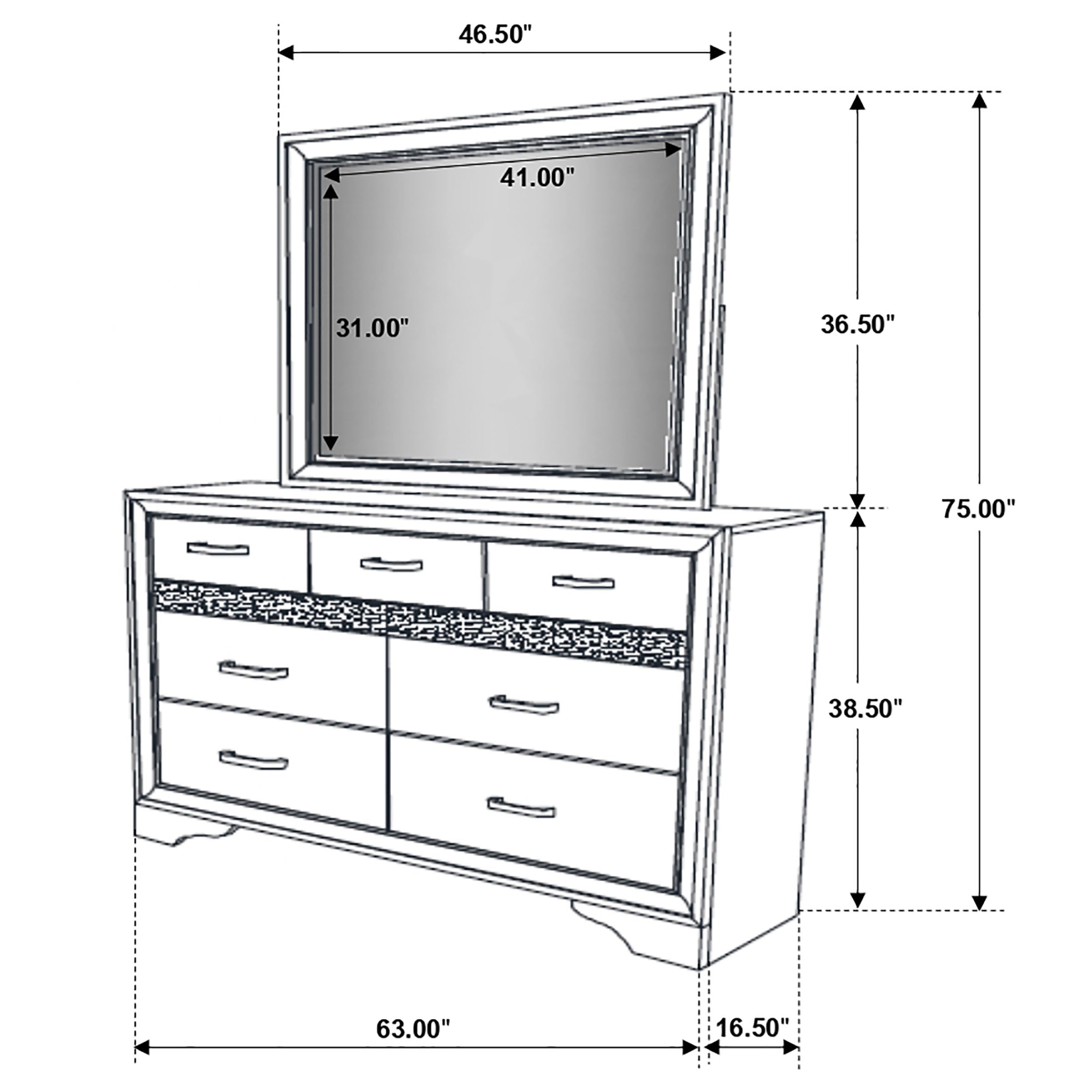 Miranda 7-drawer Dresser with Mirror Black-CoasterEveryday