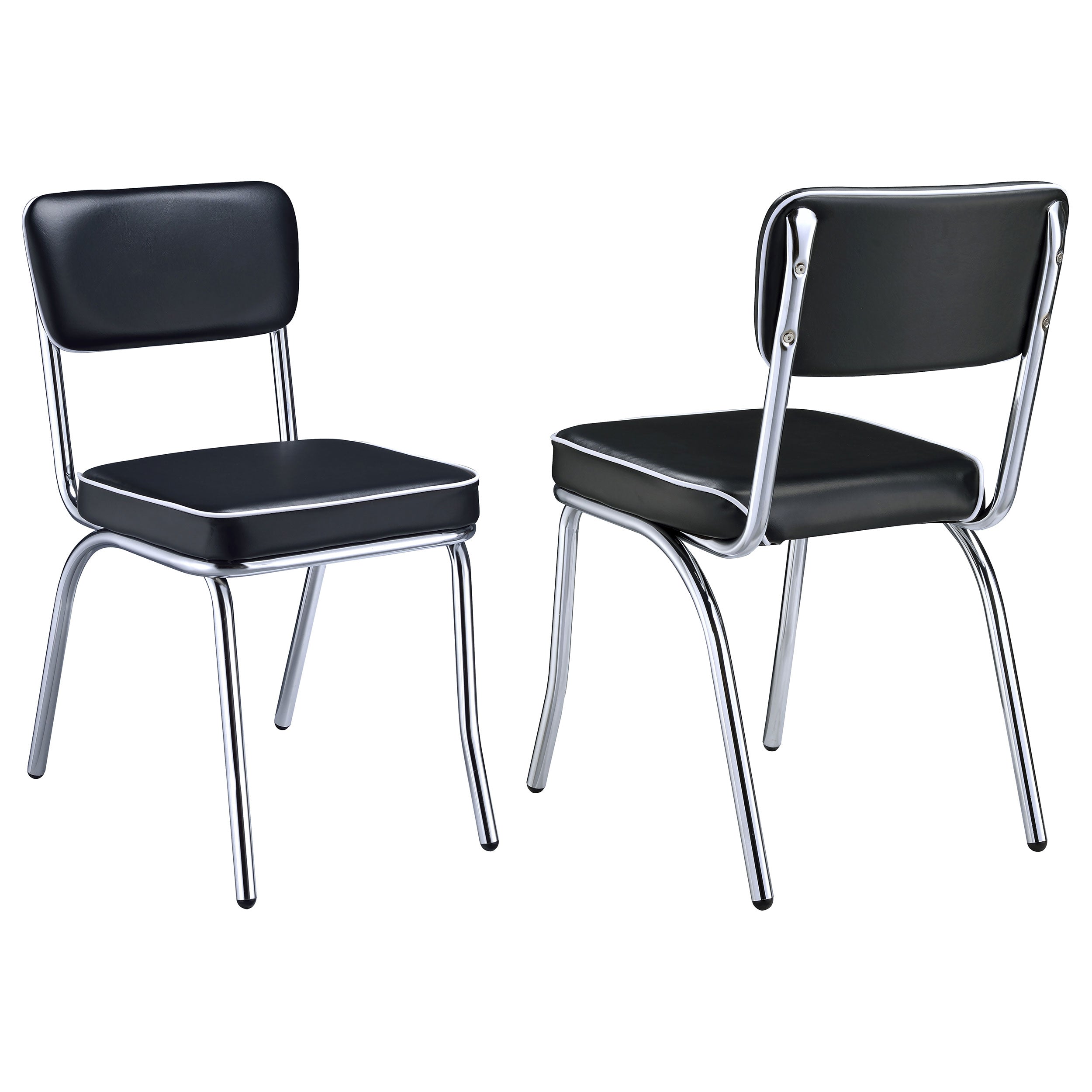 Retro Upholstered Dining Side Chair Black (Set of 2)-CoasterEveryday