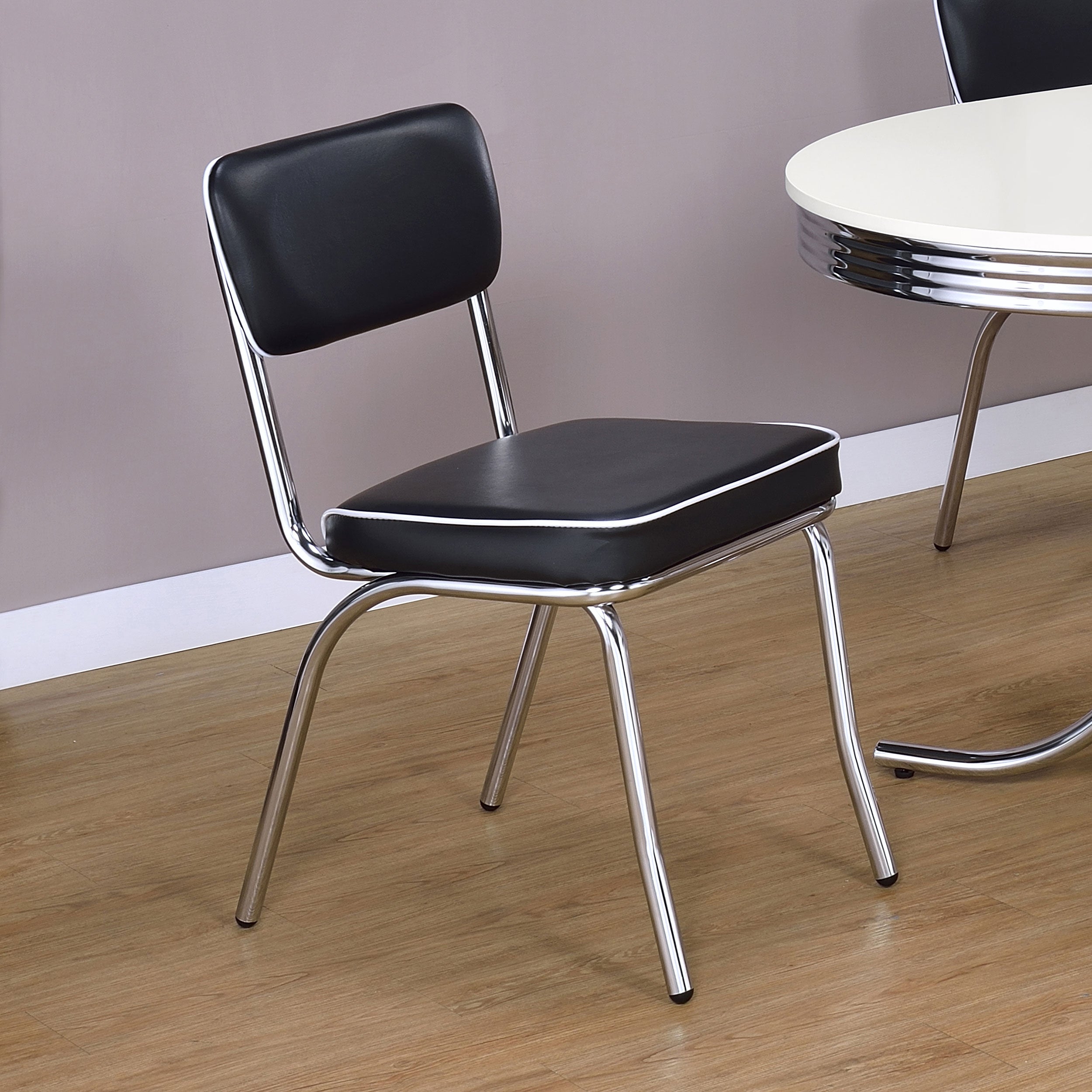 Retro Upholstered Dining Side Chair Black (Set of 2)-CoasterEveryday
