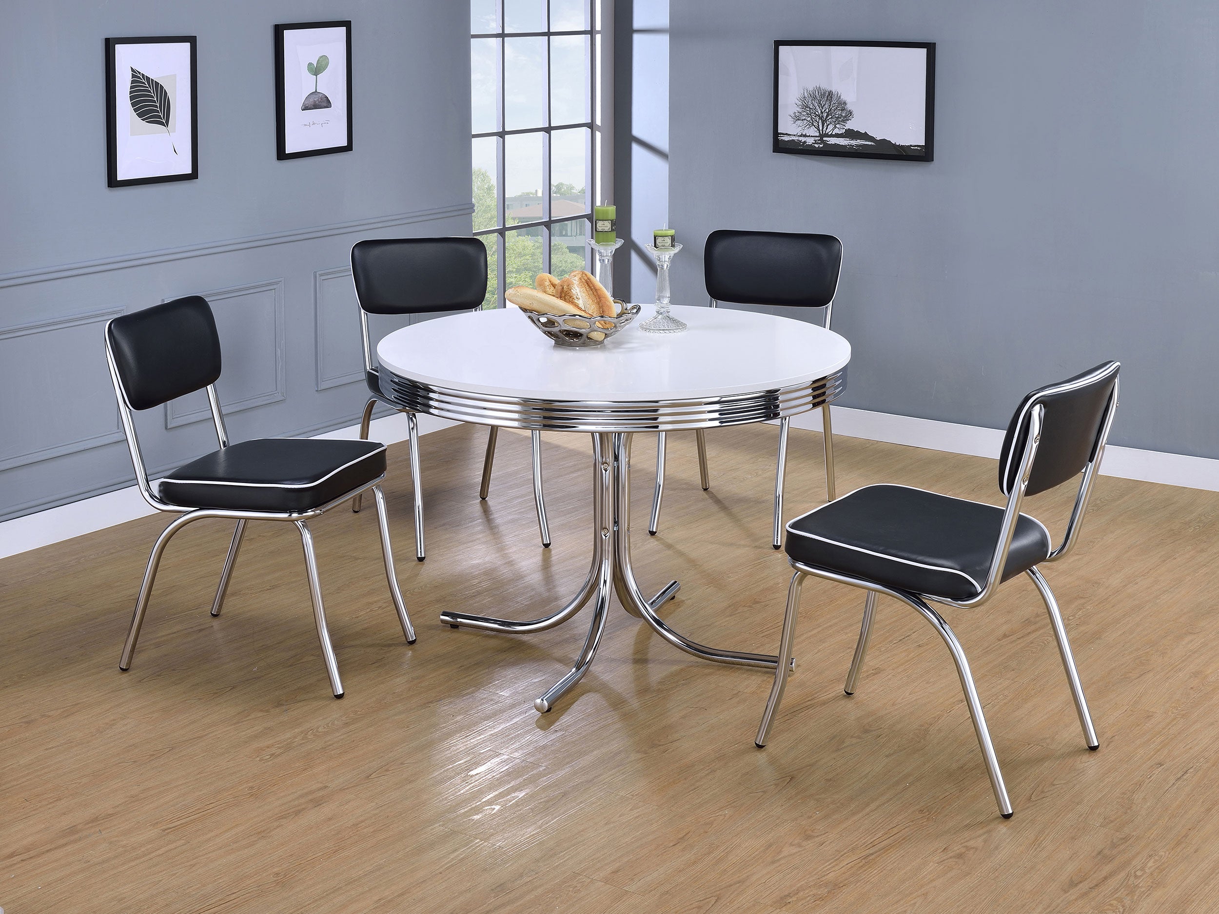 Retro Upholstered Dining Side Chair Black (Set of 2)-CoasterEveryday