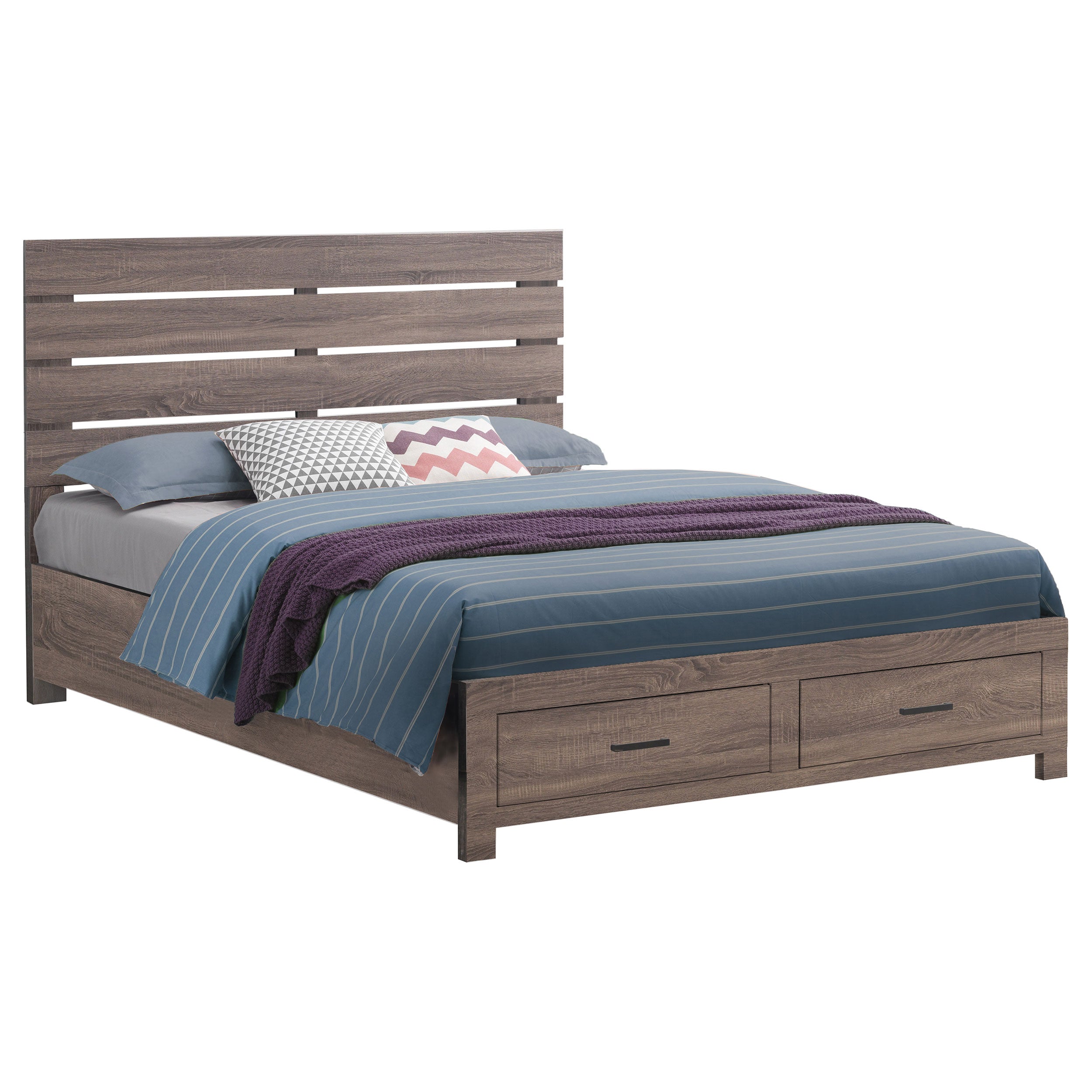 Brantford Wood Queen Storage Panel Bed Barrel Oak-CoasterEveryday