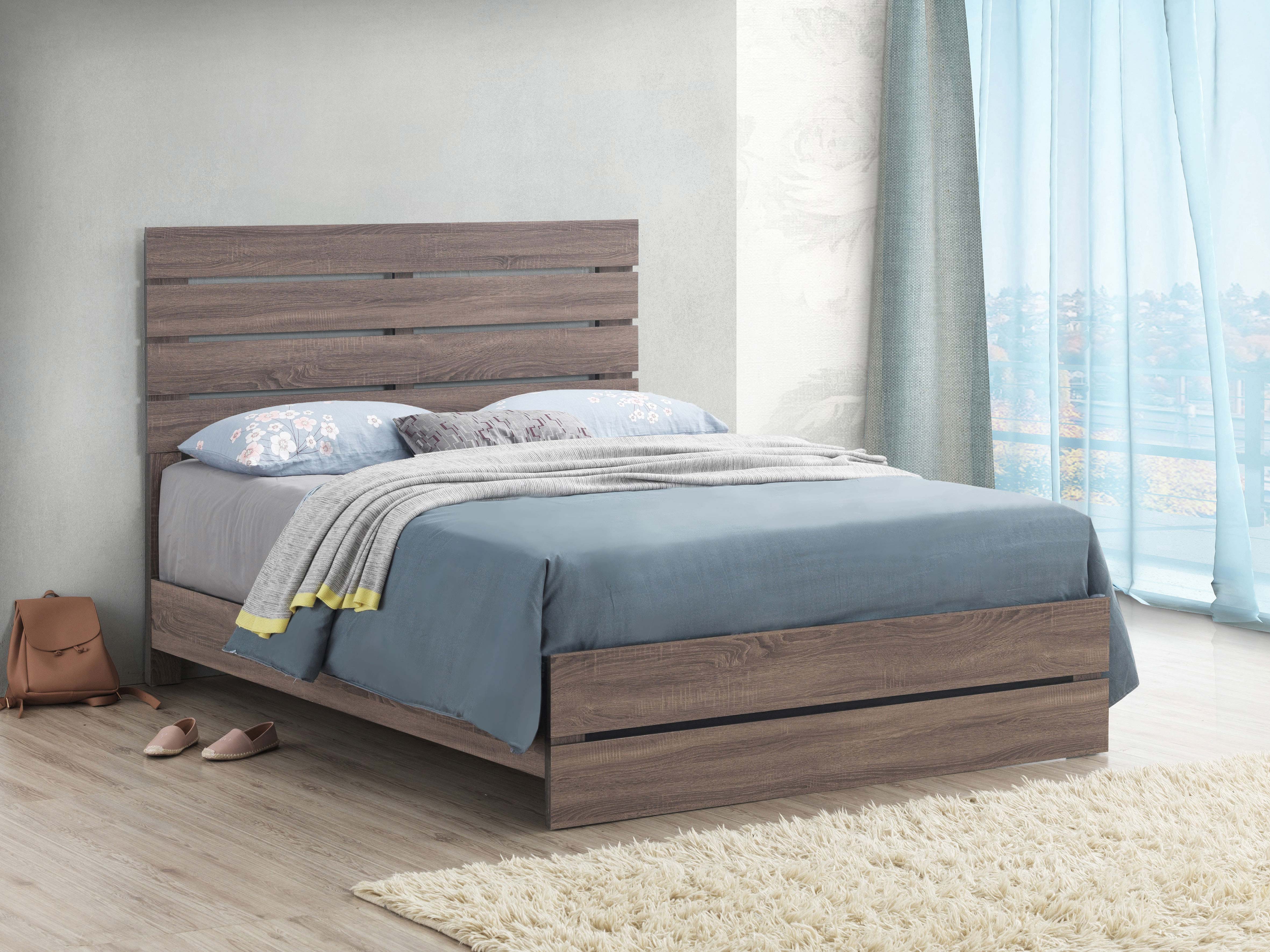 Brantford Wood Queen Panel Bed Barrel Oak-CoasterEveryday