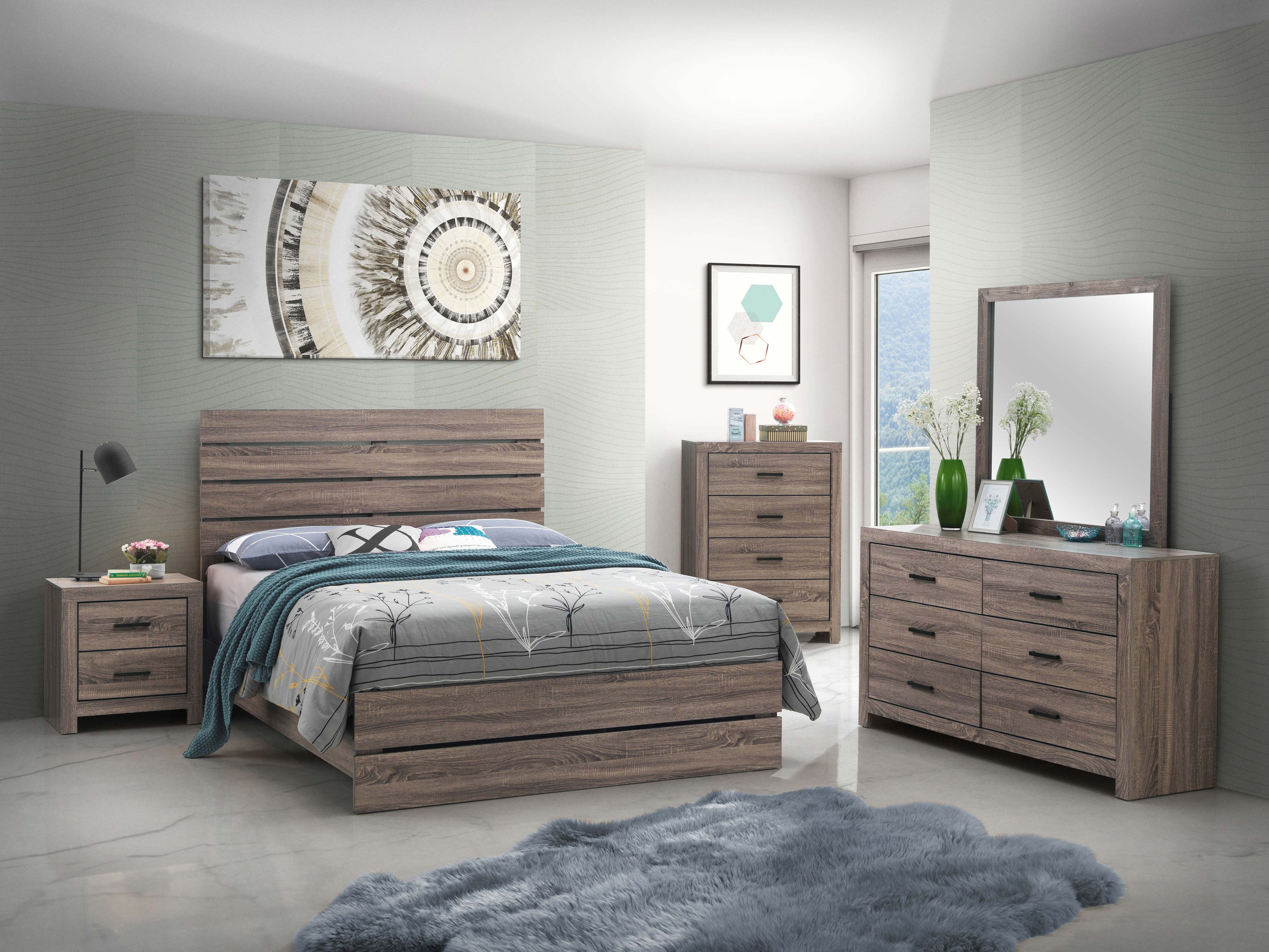 Brantford Wood Queen Panel Bed Barrel Oak-CoasterEveryday