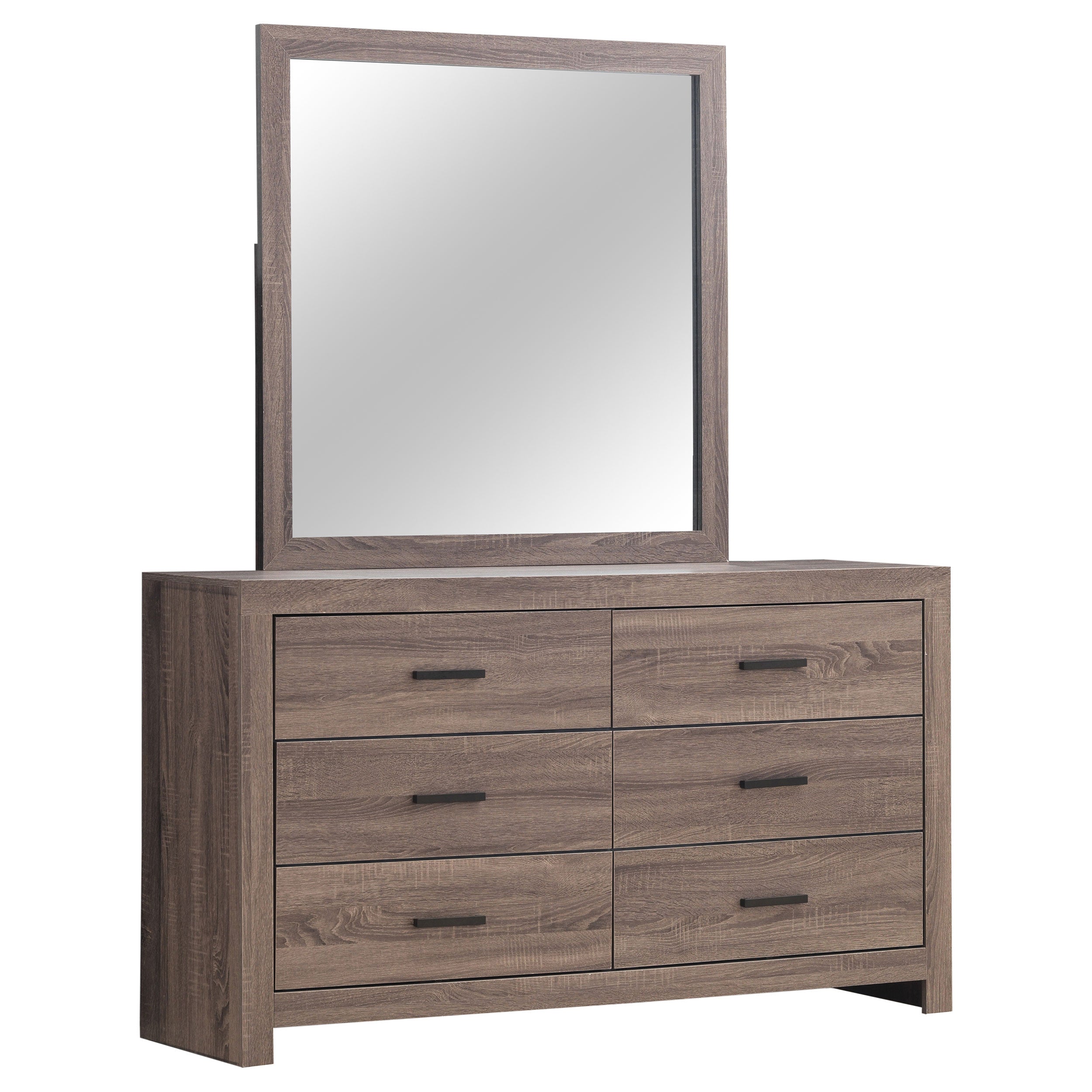 Brantford 6-drawer Dresser with Mirror Barrel Oak-CoasterEveryday