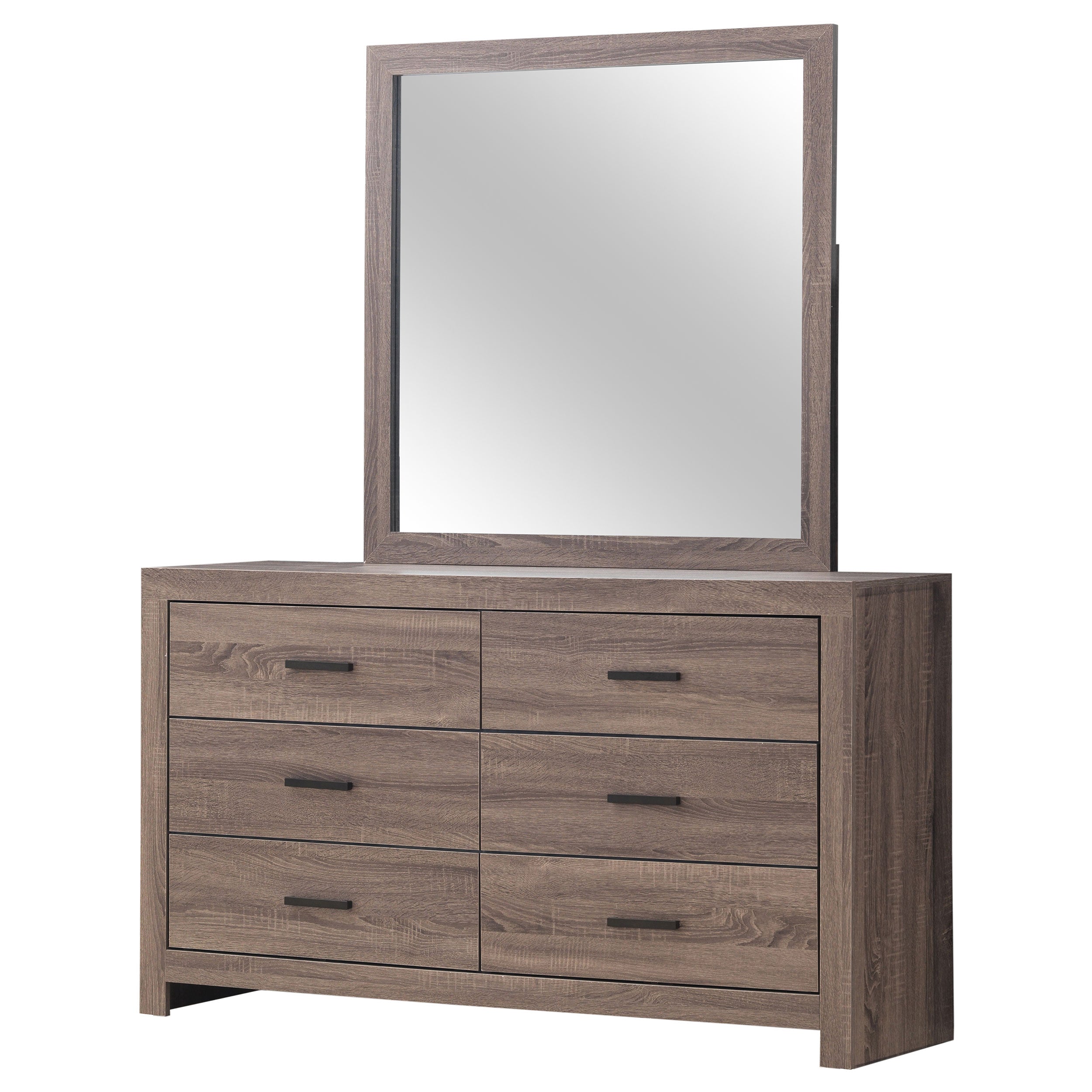 Brantford 6-drawer Dresser with Mirror Barrel Oak-CoasterEveryday