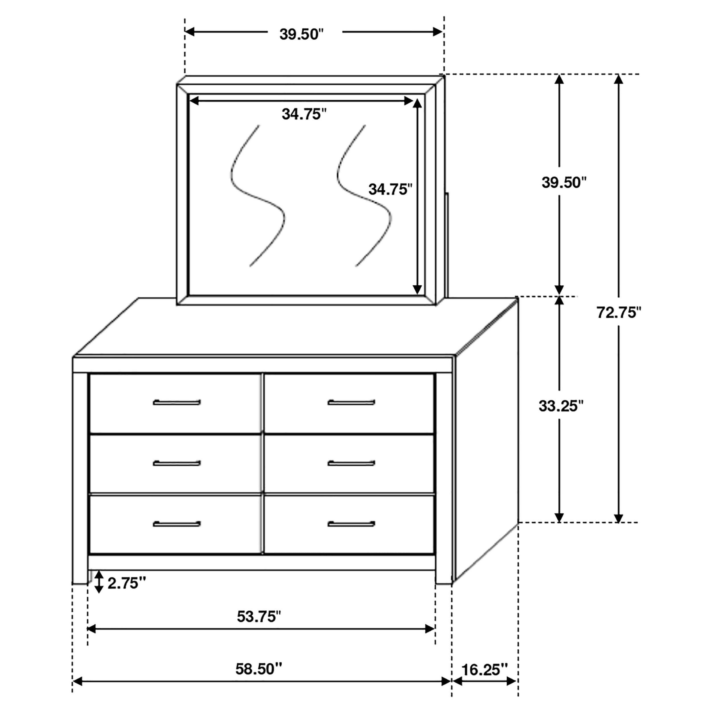 Brantford 6-drawer Dresser with Mirror Barrel Oak-CoasterEveryday