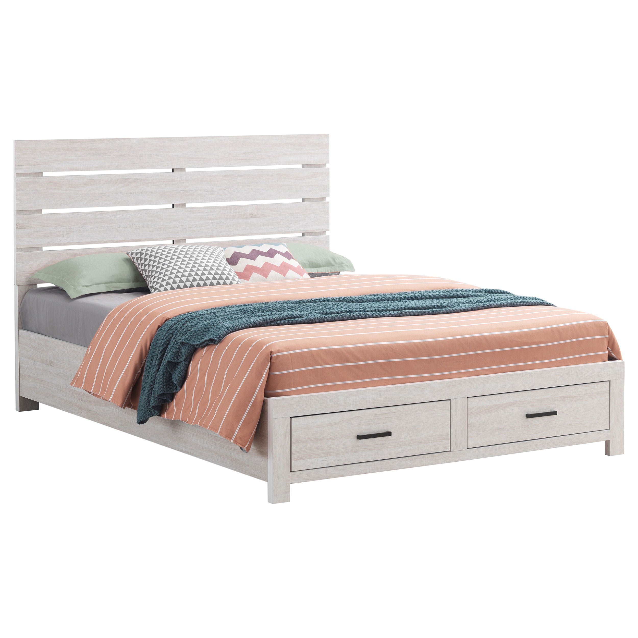 Brantford Wood Queen Storage Panel Bed Coastal White-CoasterEveryday
