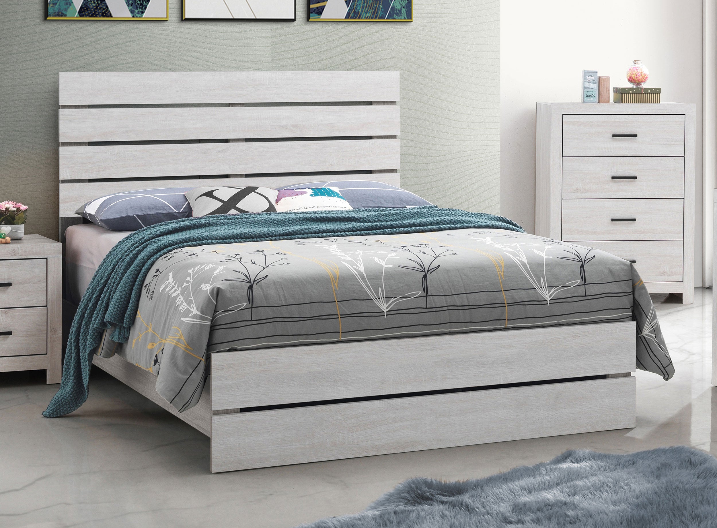 Brantford Wood Queen Panel Bed Coastal White-CoasterEveryday