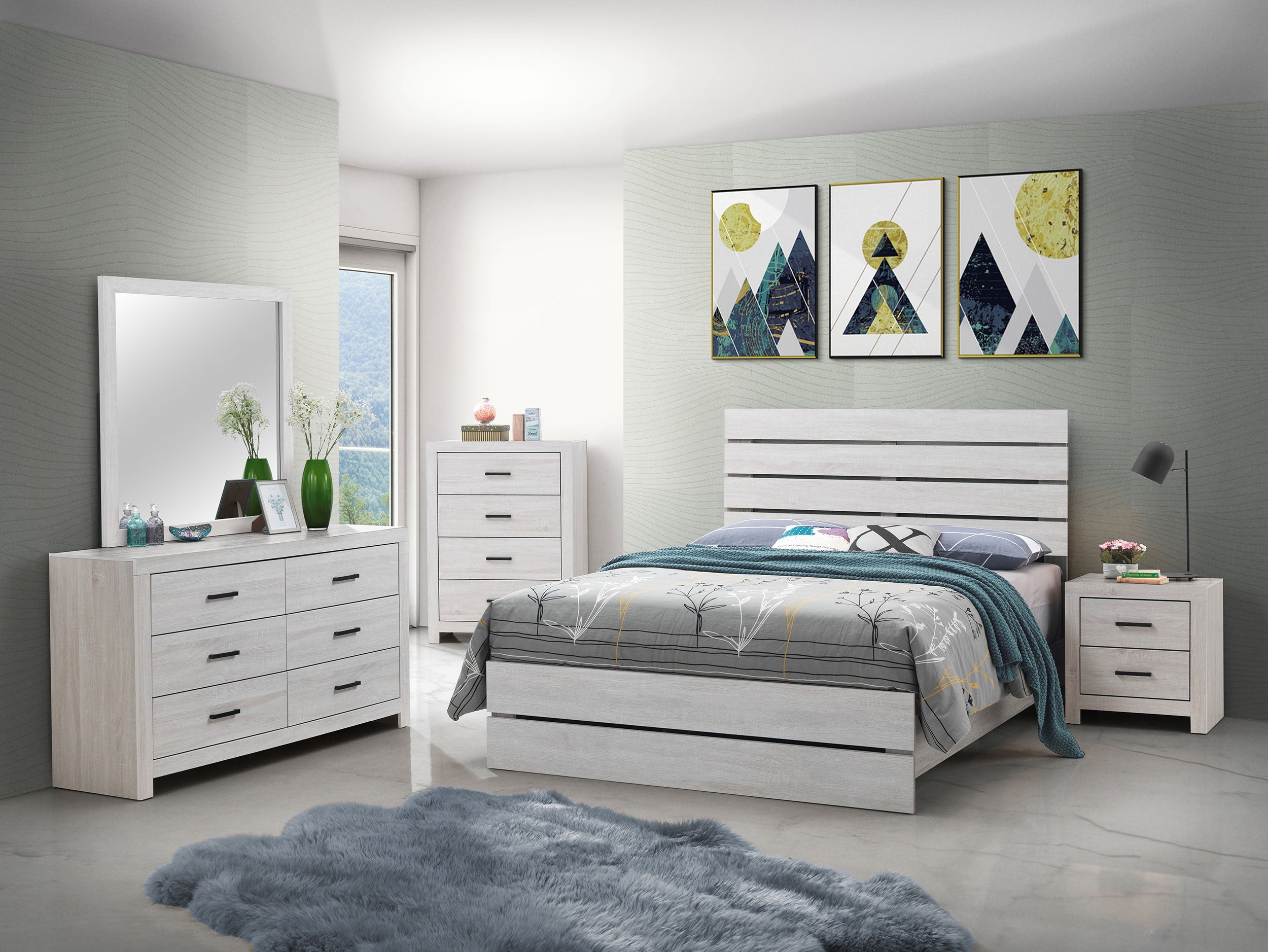 Brantford Wood Queen Panel Bed Coastal White-CoasterEveryday