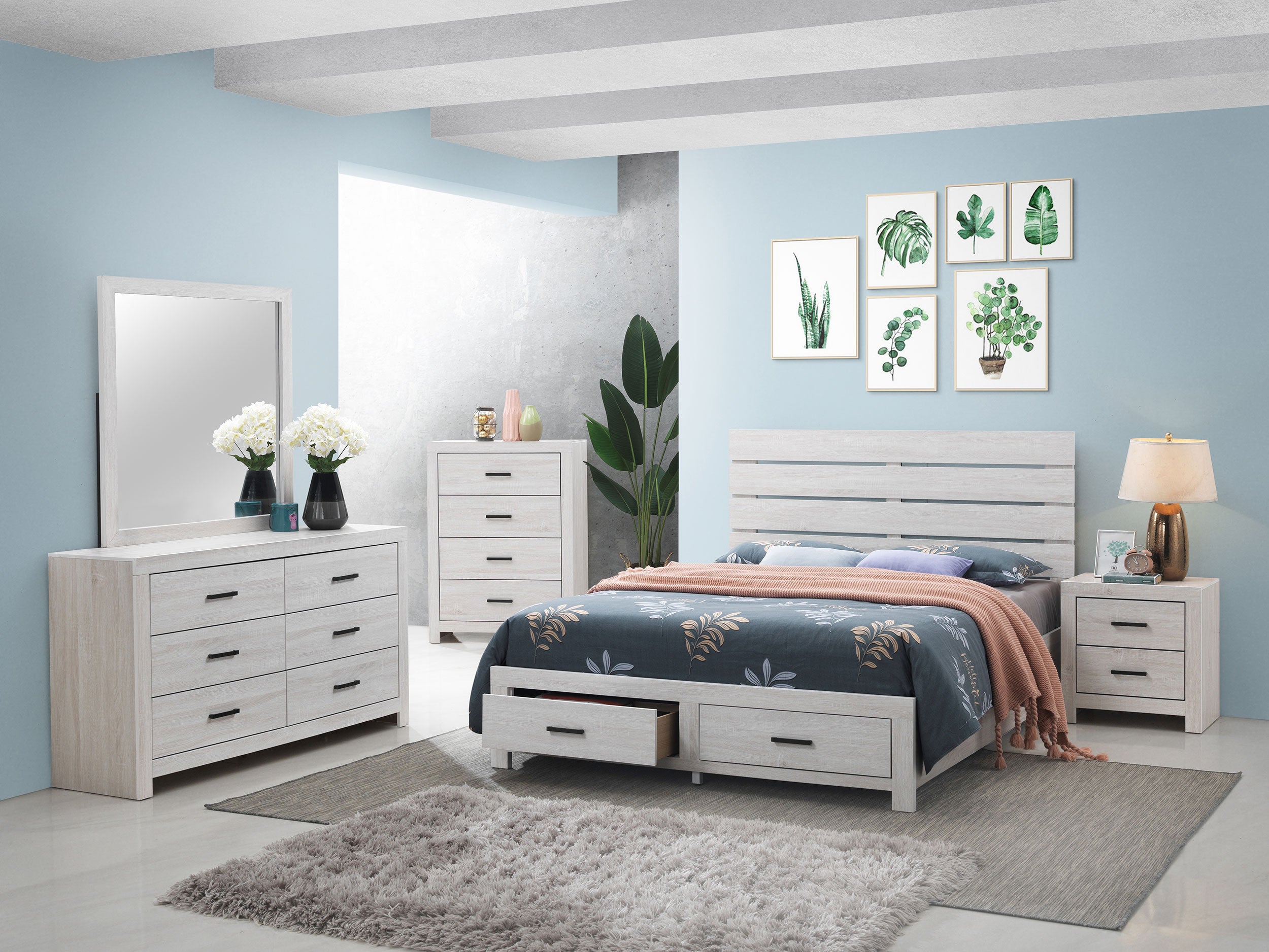 Brantford 6-drawer Dresser with Mirror Coastal White-CoasterEveryday