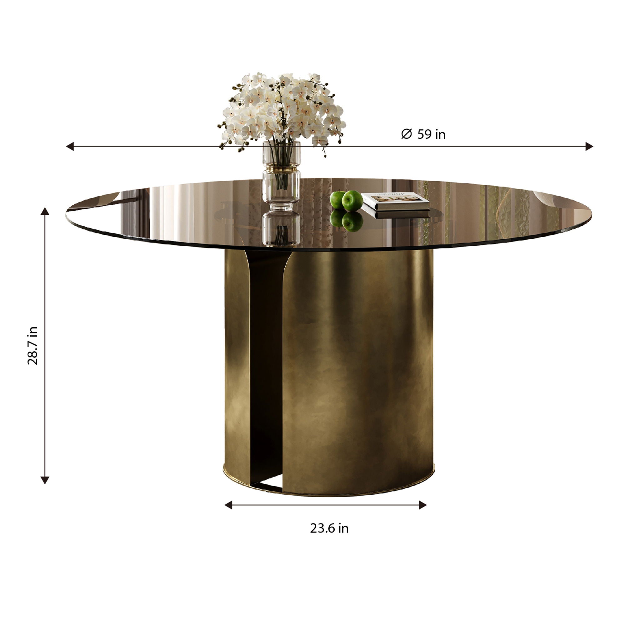 Modern Round Dining Table Set With Glass Top And Steel Legs