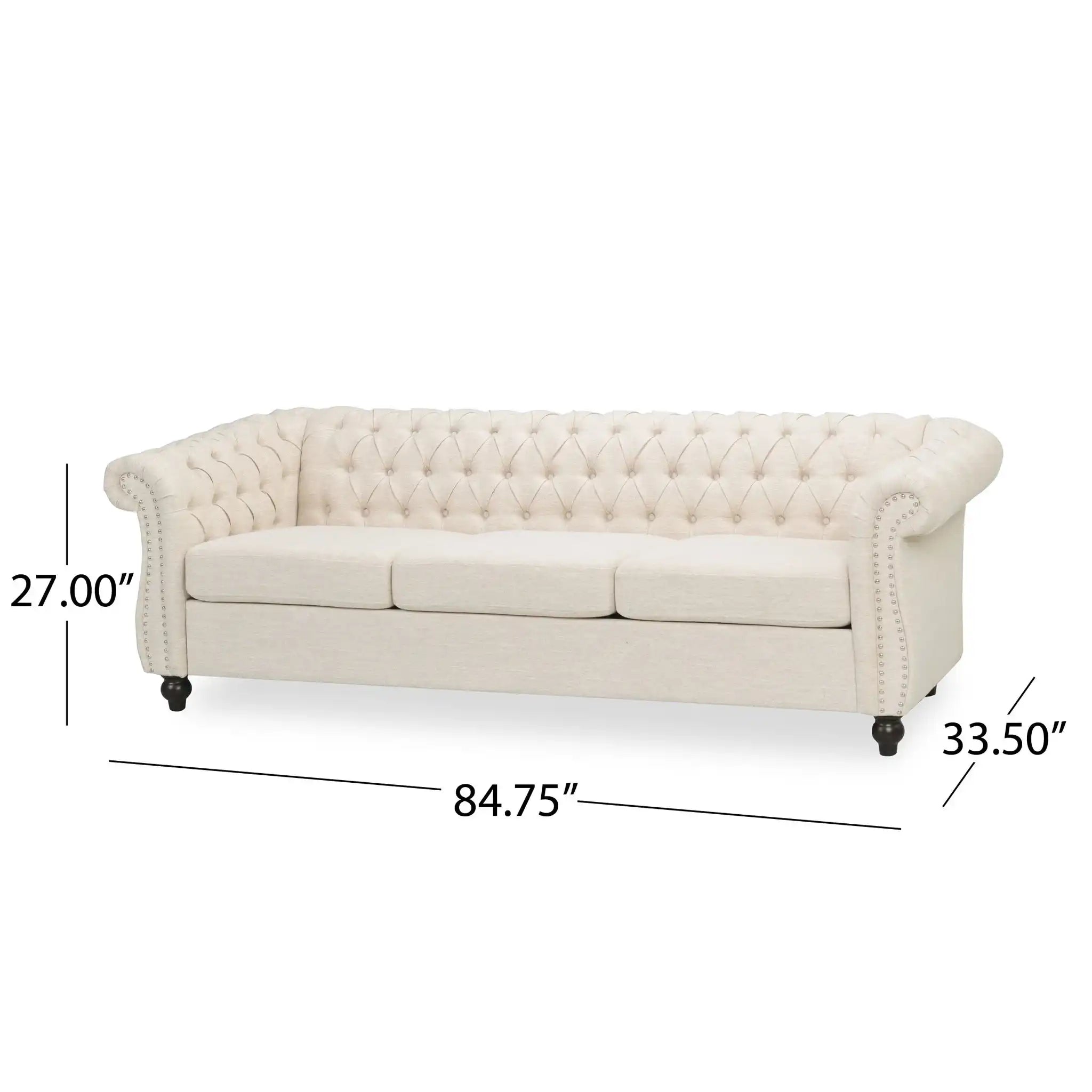 Chesterfield Style 3 Seater Sofa With Deep Button Tufting