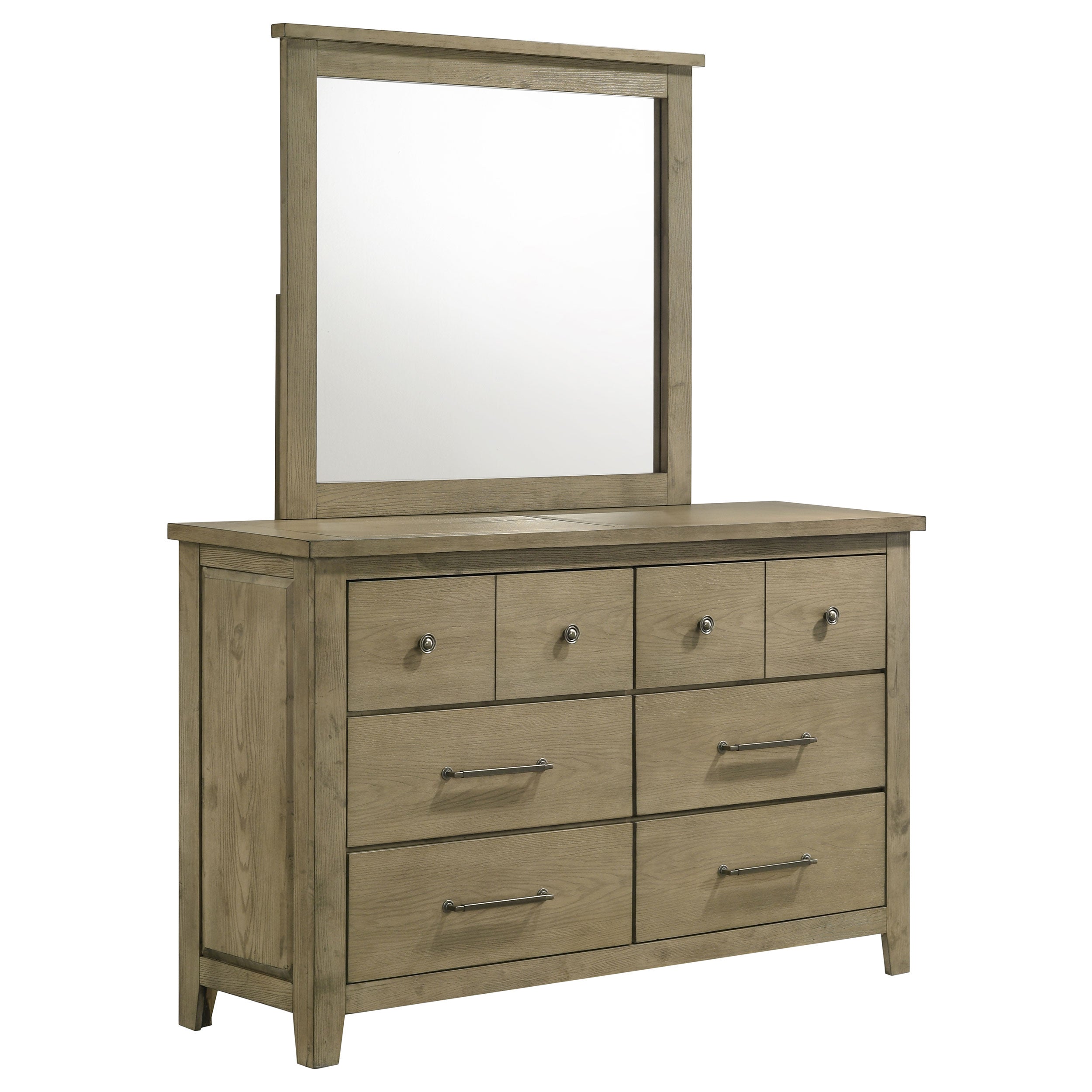 Hazlewood 6-drawer Bedroom Dresser with Mirror Vineyard Oak-