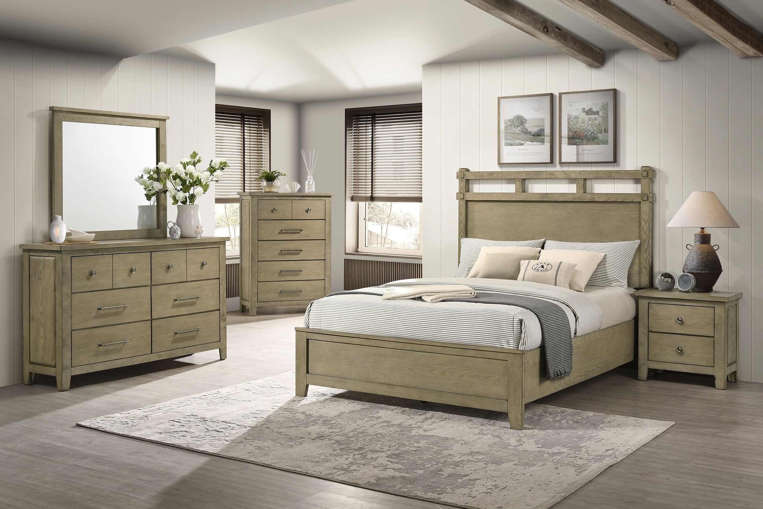 Hazlewood 6-drawer Bedroom Dresser with Mirror Vineyard Oak-