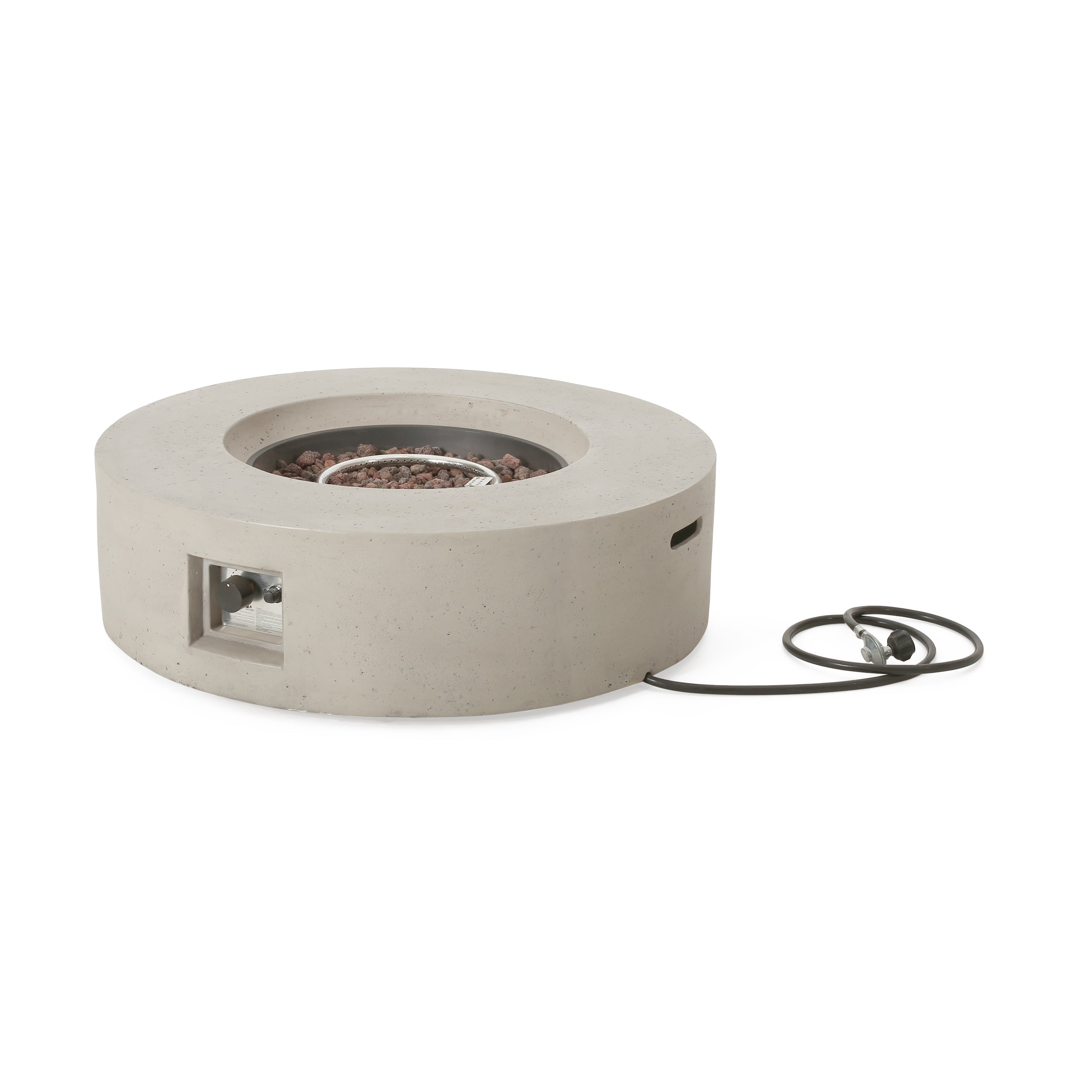 Modern Outdoor 50,000 BTU Round MgO Concrete Propane Fire Pit