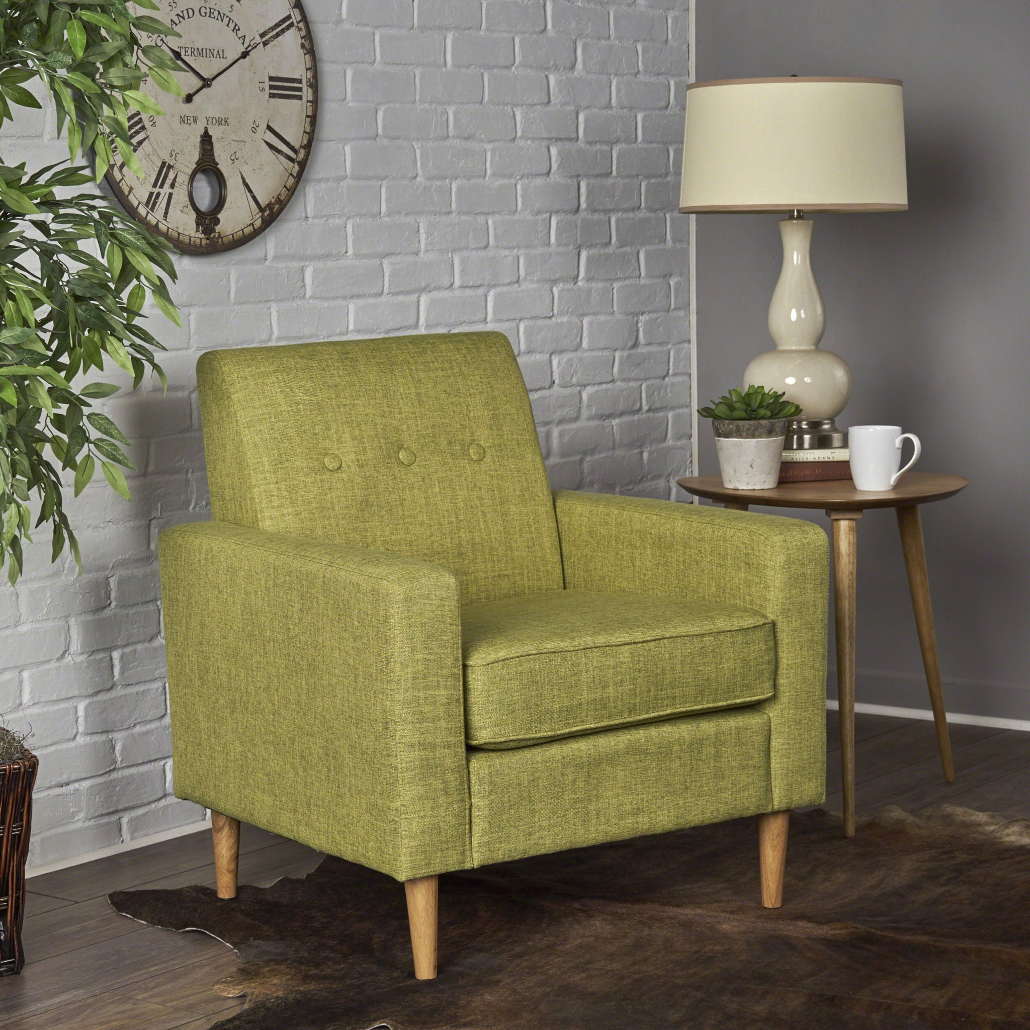 Nebulize - Upholstered Fabric Club Chair With Button Tufted And Square Off Arm And Back