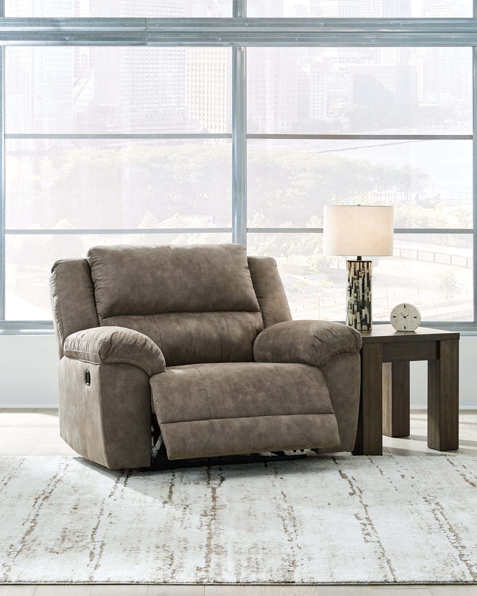 Laresview - Zero Wall Wide Seat Recliner - Fossil - Best Buy Furniture