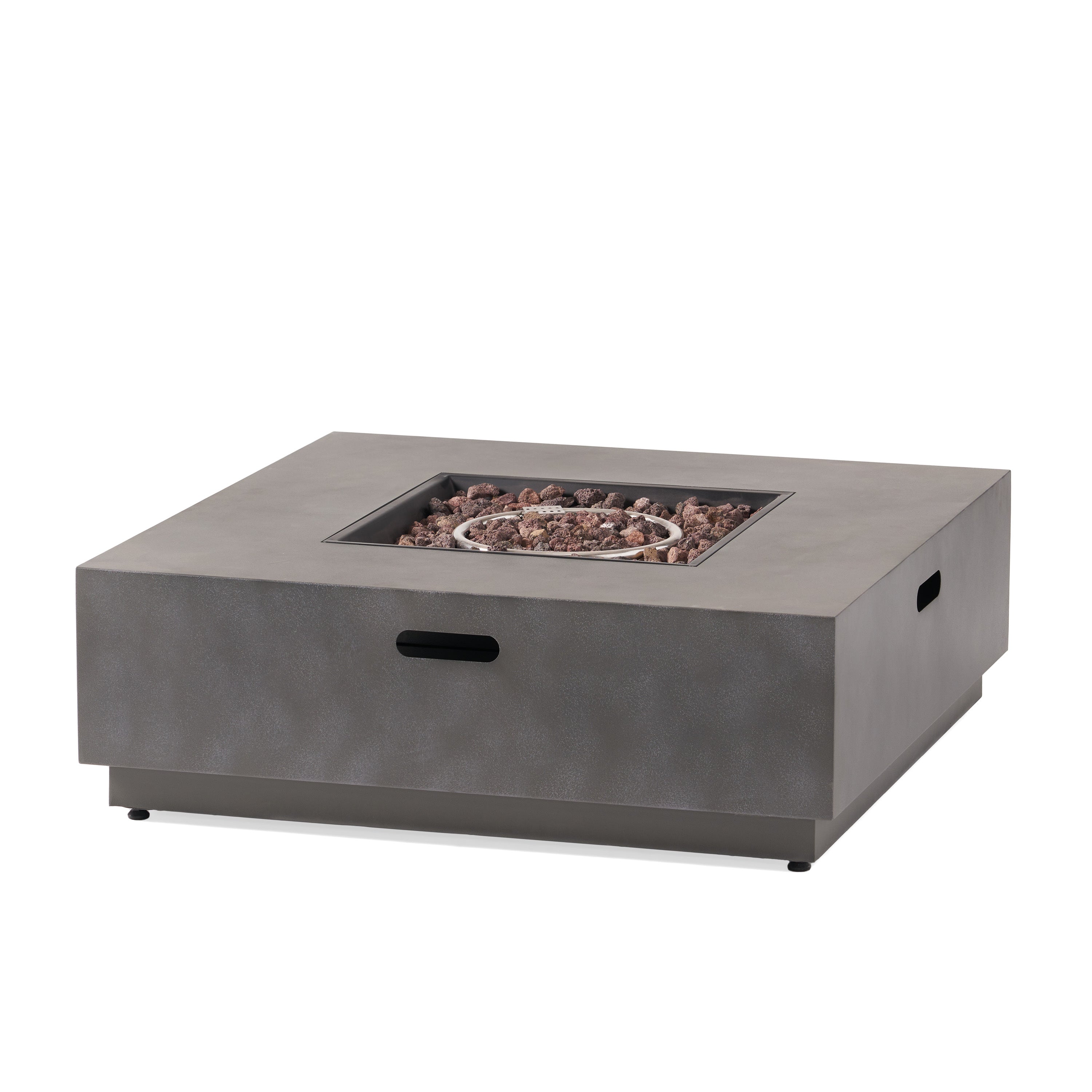 Modern Square Iron Fire Pit 50,000 BTU Stone Gray 39-Inch
