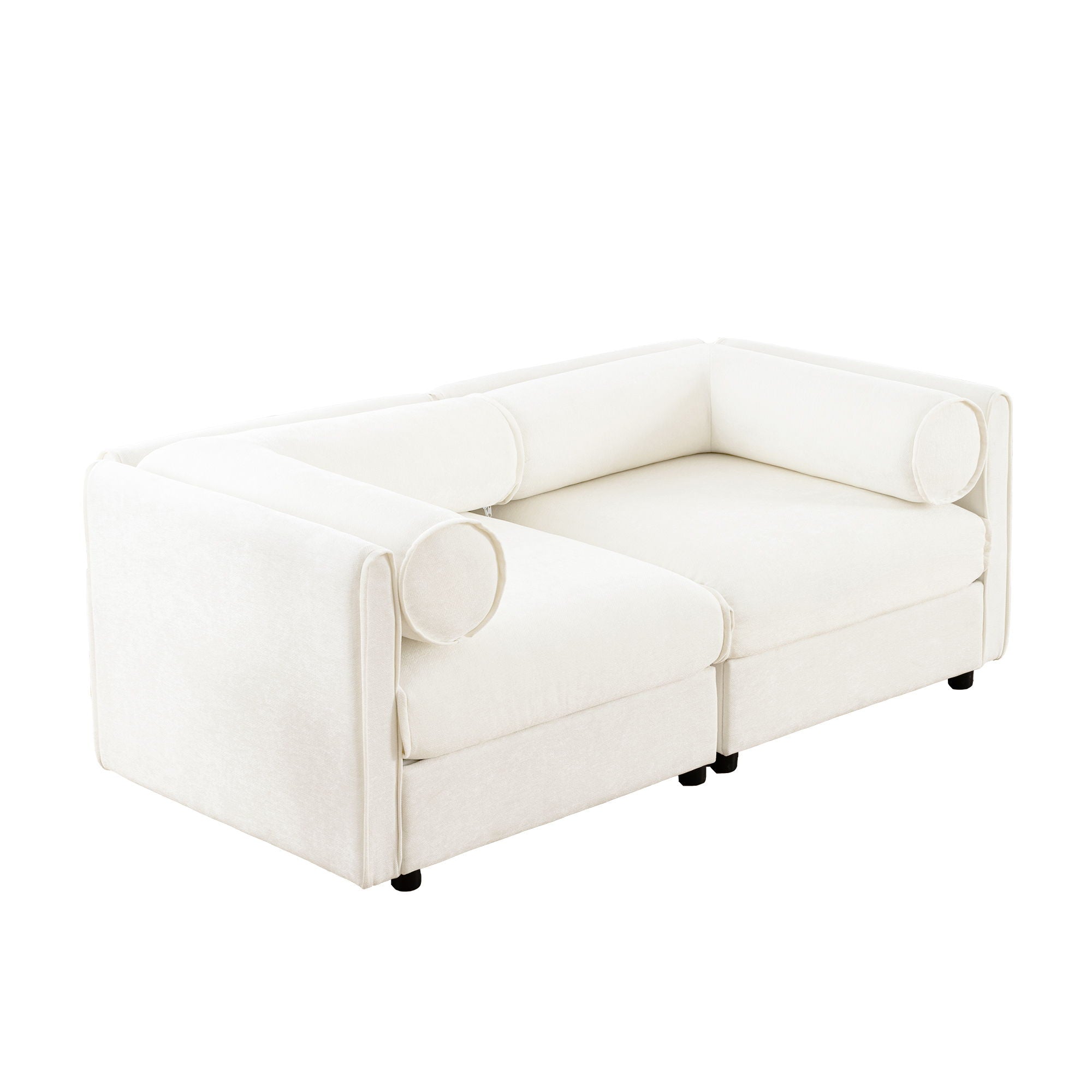Stylish Chenille Sofa With Storage Seat And Cylindrical Backrest - Best Buy Furniture