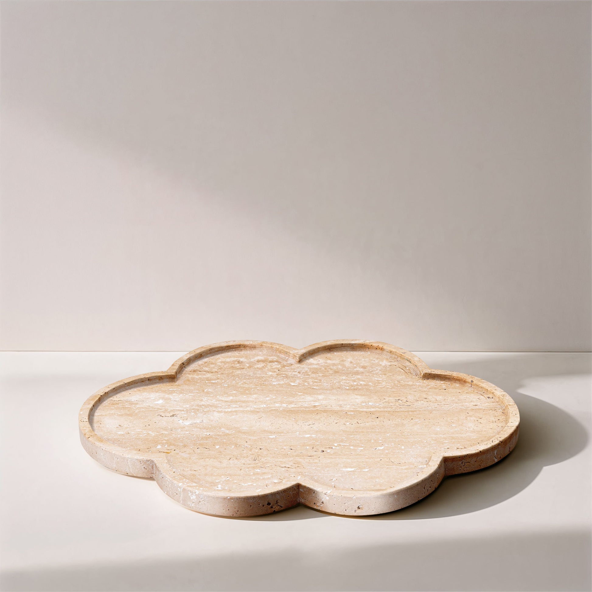 Rimini - Travertine Clover Shaped Tray - Natural - Best Buy Furniture